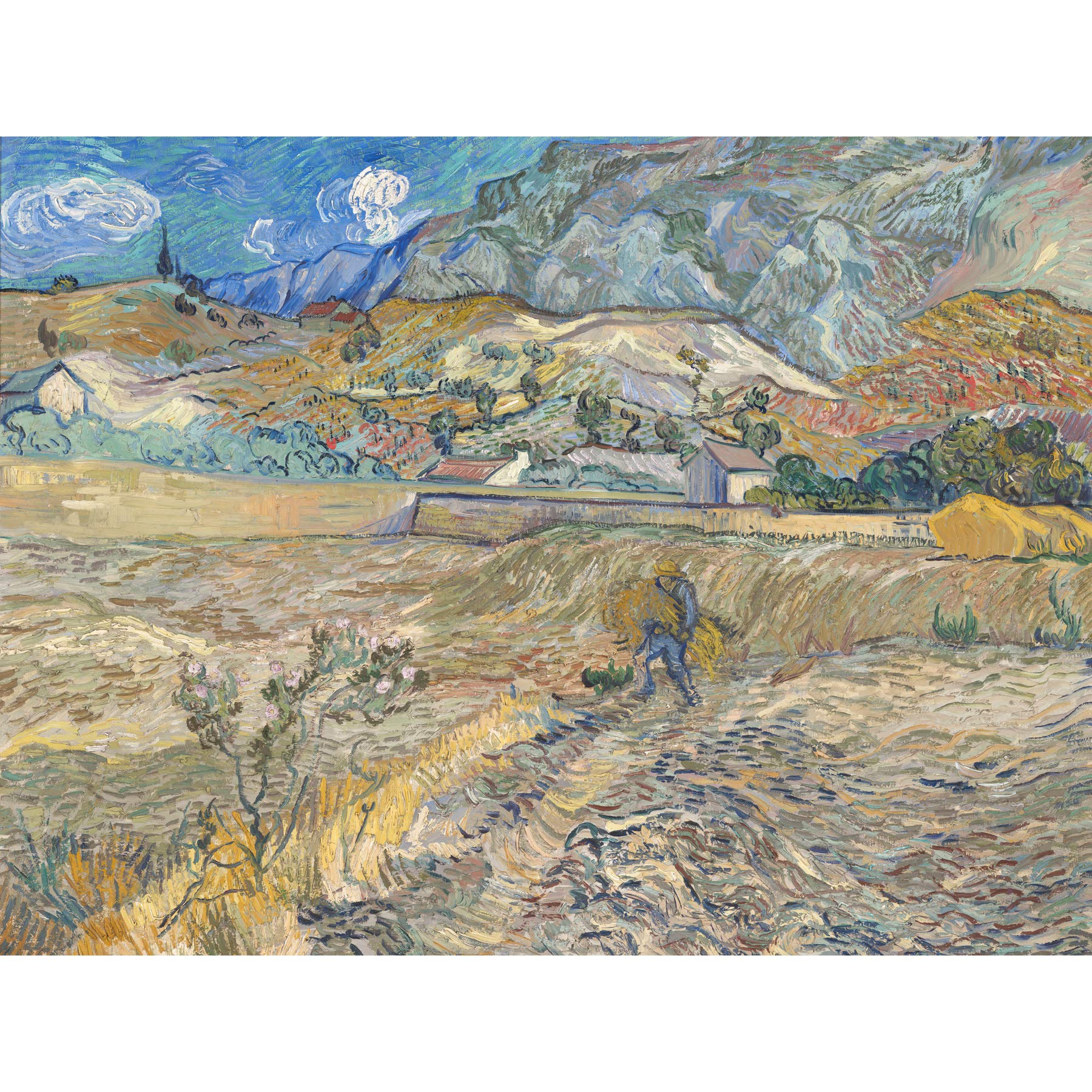 Van Gogh Landscape At Saint Remy Enclosed Field With Peasant Large Art Print Poster Wall Decor Premium Mural