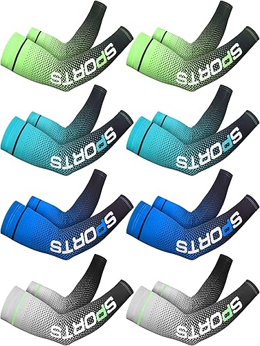 Miniatura 8 de Newcotte 8 pares de mangas de protección solar UV para hombres y mujeres, manga deportiva refrescante para cubrir el brazo, cubierta de compresión