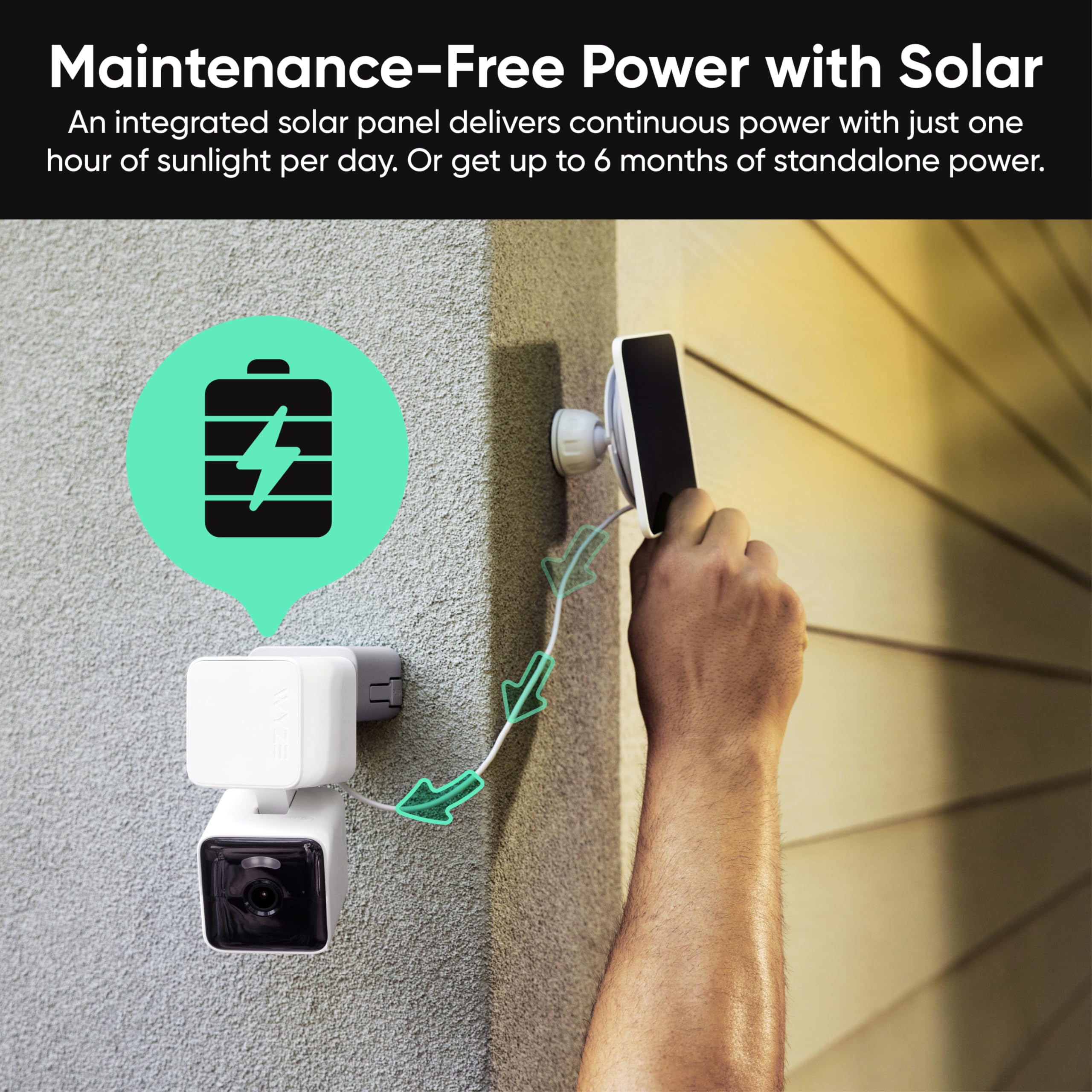 WYZE Solar Cam Pan (Flagship Model), Security Cameras Wireless Outdoor, 2K 360° Pan-Tilt Battery Powered 2.4GHz Wi-Fi Cameras for Home Security, AI Motion Detection, Color Night Vision, No Blind Spots — view 3