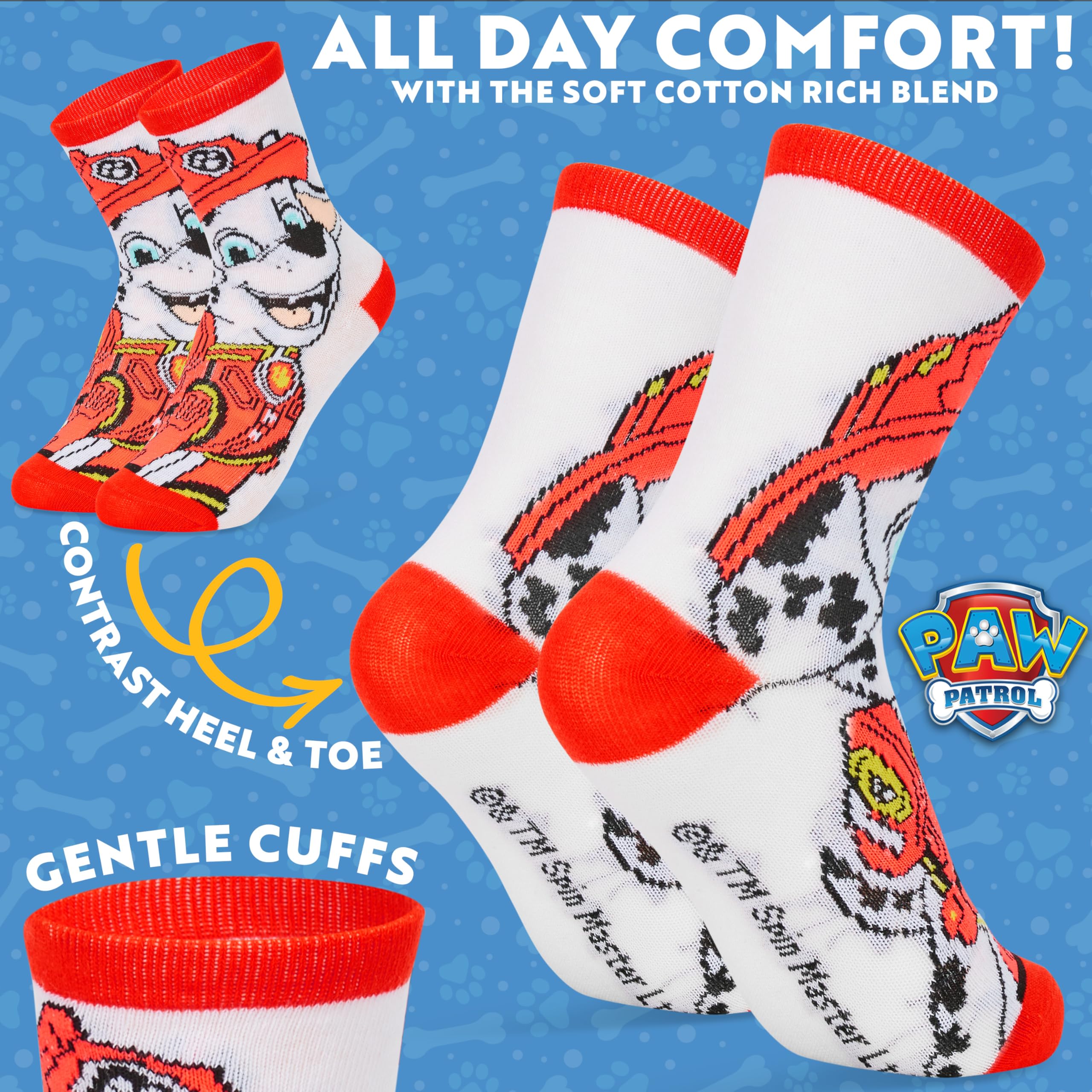 Pat Patrouille Chaussettes Mi-Mollet Garçon, Ultra Doux Respirant Chaussettes, Paquet de 5, Idee Cadeau