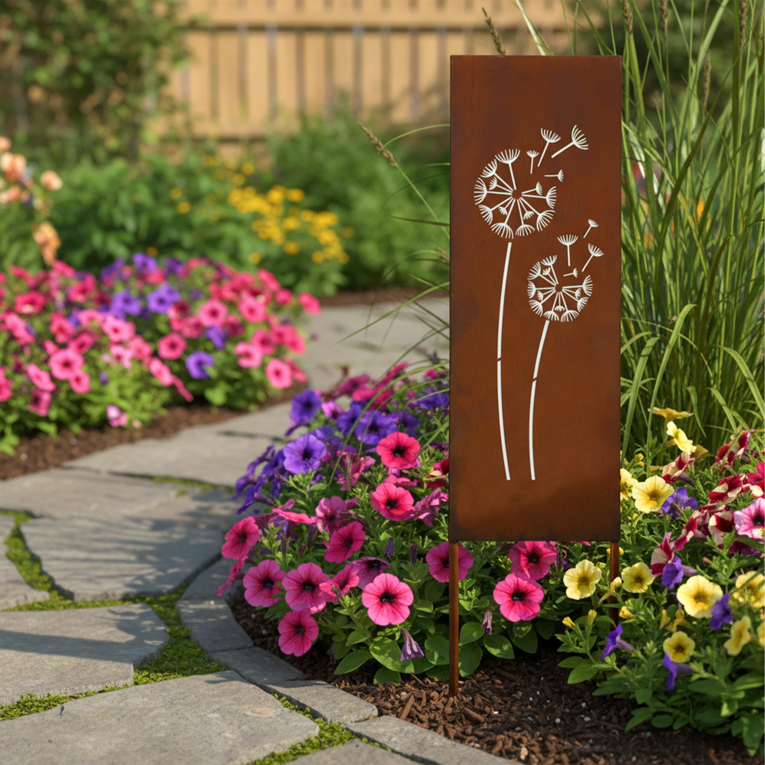 Relaxdays Decorazione da Giardino Effetto ruggine, soffione, 85 x 28 cm, con paletto in Ferro