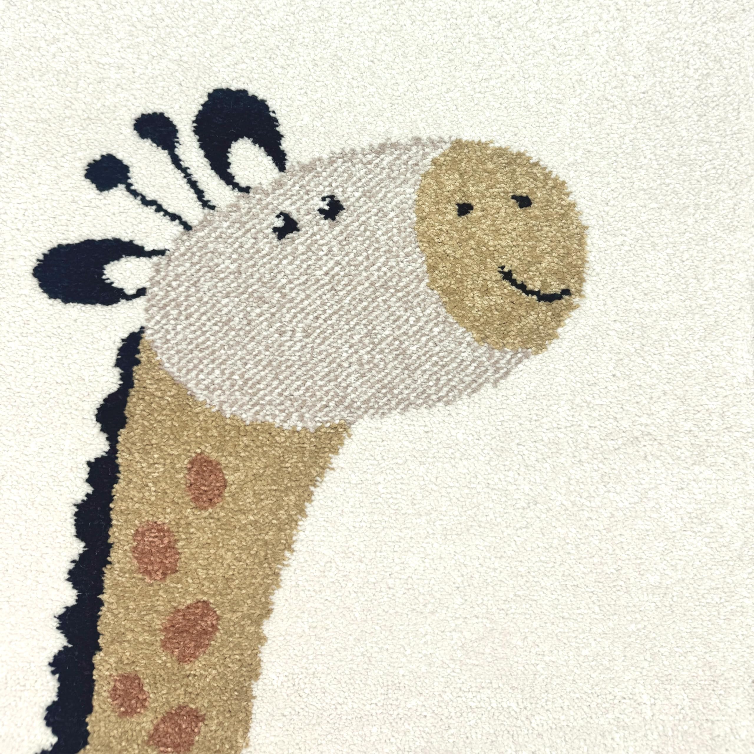Teppich-Traum Teppich Spielzimmerteppich Kinderzimmer Spielecke Allergiker geeignet leichte Pflege Hüpfspiel mit Tieren Creme, 120 x 170 cm