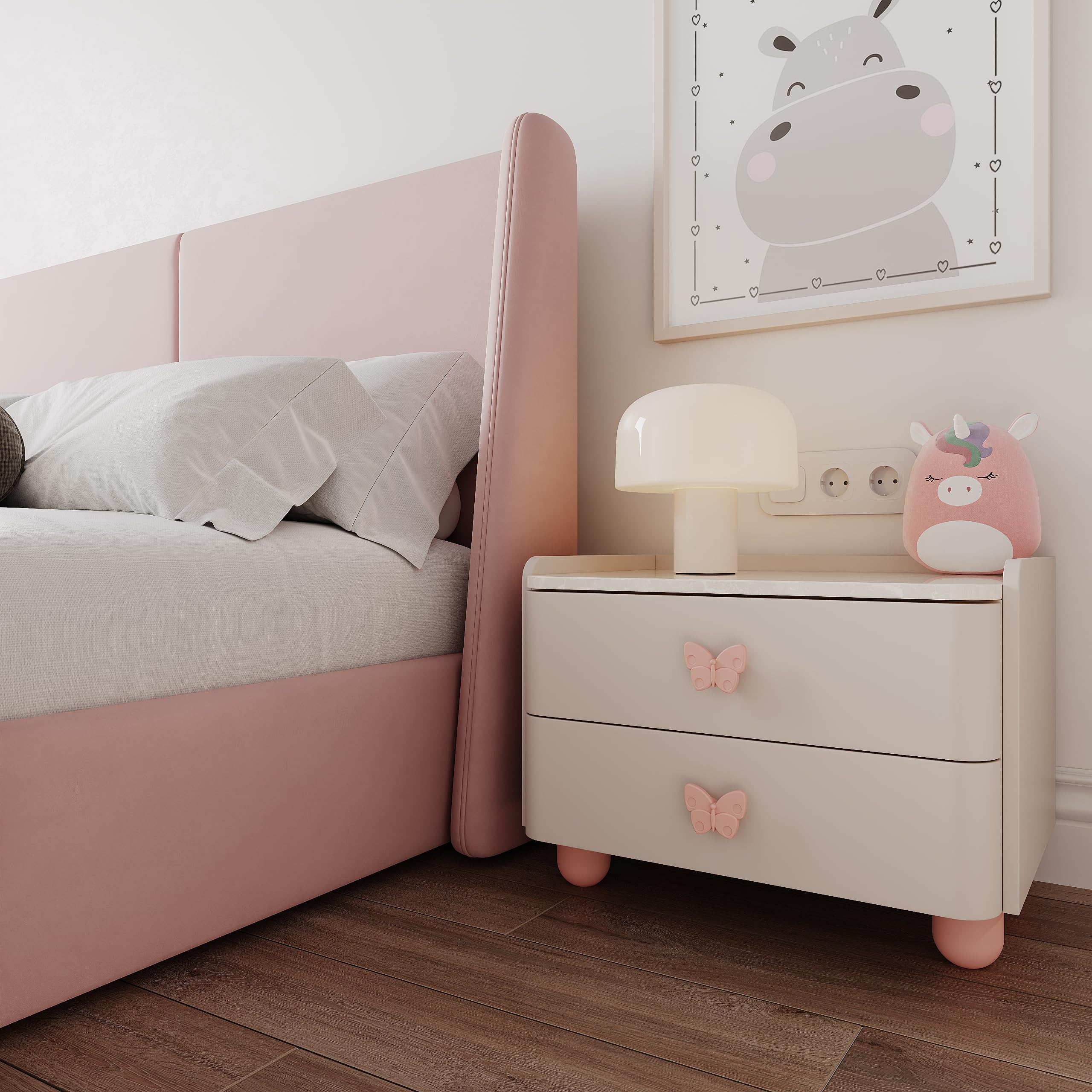 Poliplast - Set da 6 Pomelli, Design farfalla per Armadio e Cassetti e cameretta bambini, Articolo 427F, Verniciato a mano, Colore Rosa Salmone