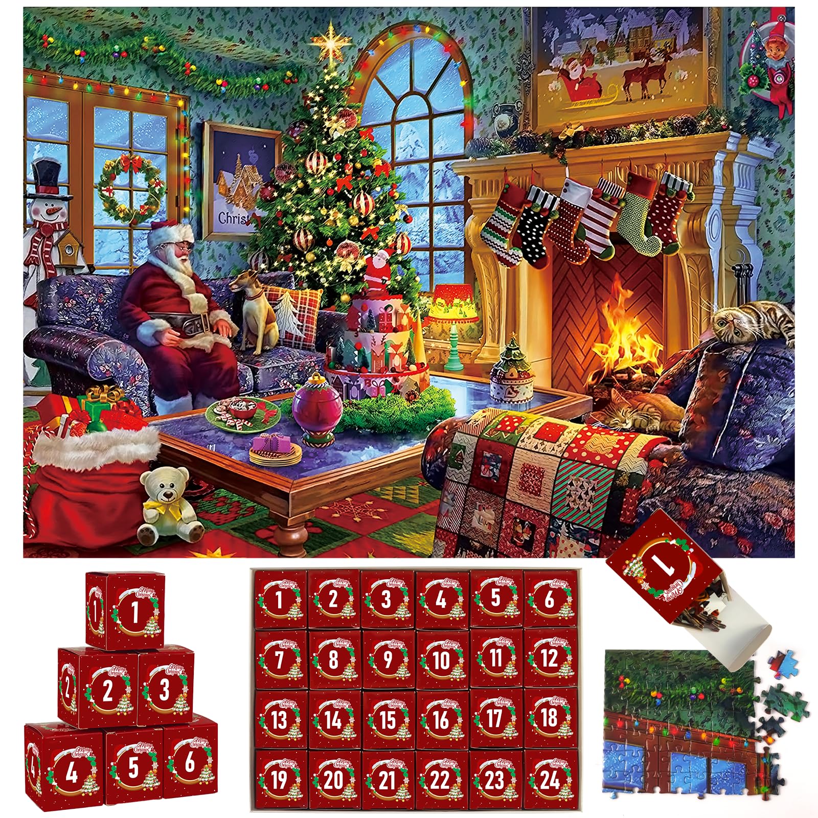 Advent Calendar Jigsaw Puzzle 2024 - 1008 Piece Christmas Snowman Puzzle With 24 Day Countdown - View #5