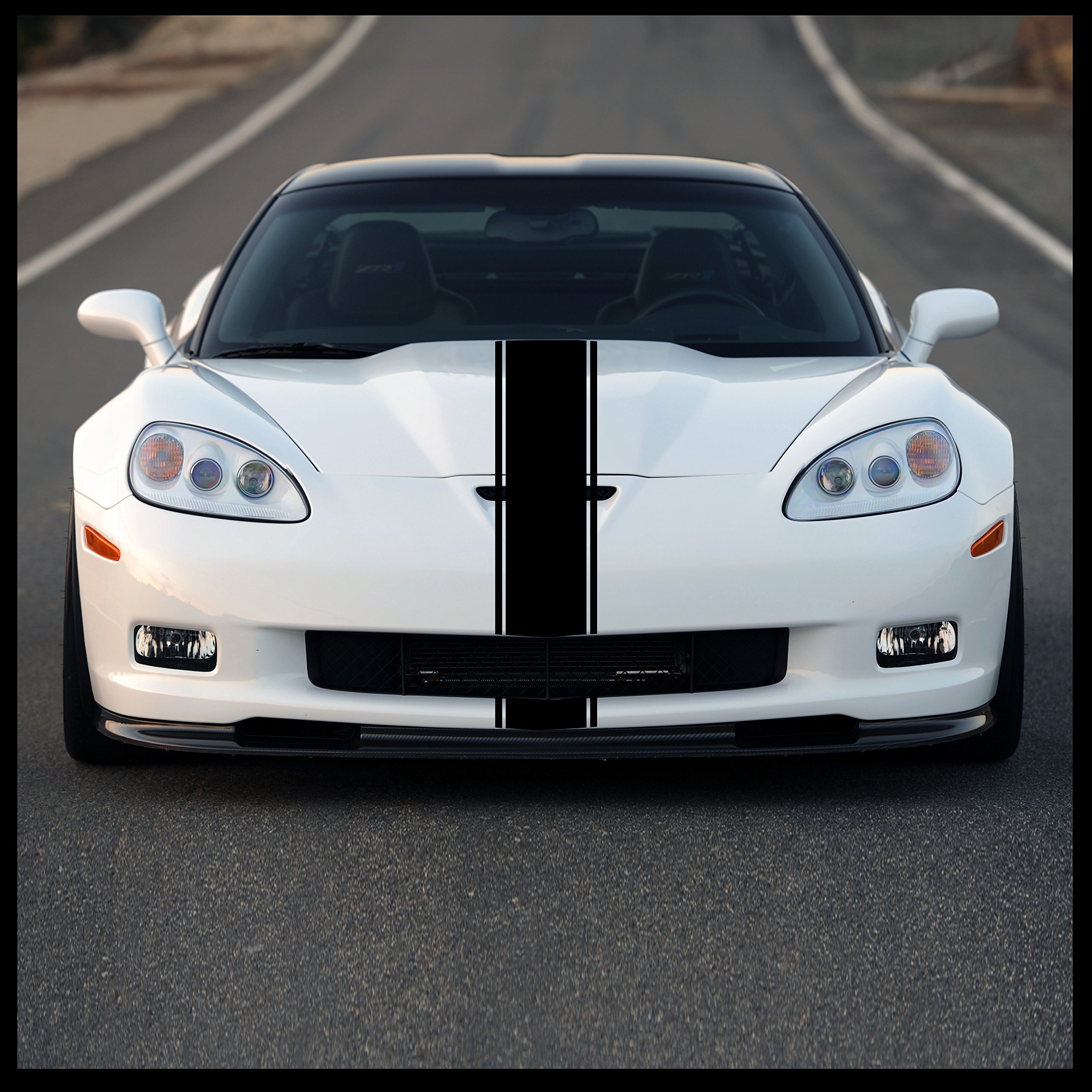 Sticker Connection | Racing Stripes | Hood Rally Vinyl Race Stripes | (7"x72", Matte Black)