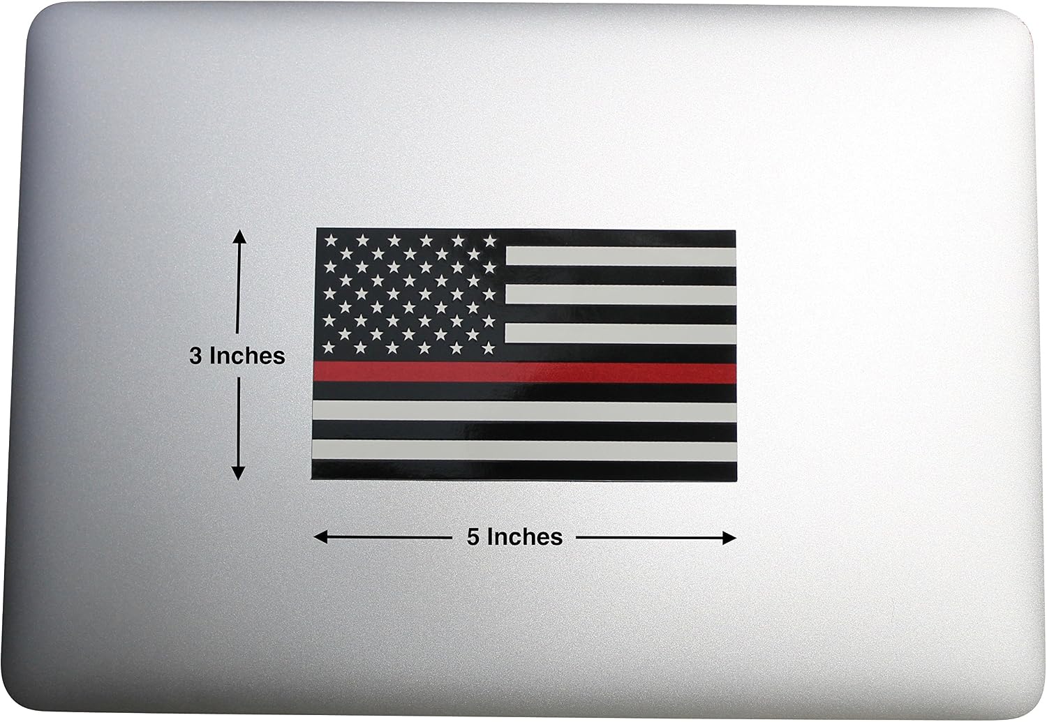 Thin Red Line Flag Decal - 3x5 in. Black White and Red American Flag Sticker for Cars Trucks and SUVs - In Support of Firefighters and EMTs (2-Pack)
