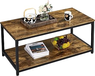 Yaheetech Coffee Table Industrial Side Table Living Room Table with Metal Frame for Home Office, 100x50x45cm