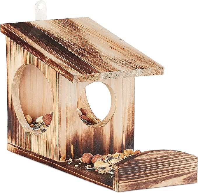 Mangiatoia Per Scoiattoli In Legno Da Appendere - 17.5x14x25cm, Per Giardino - Foto 2
