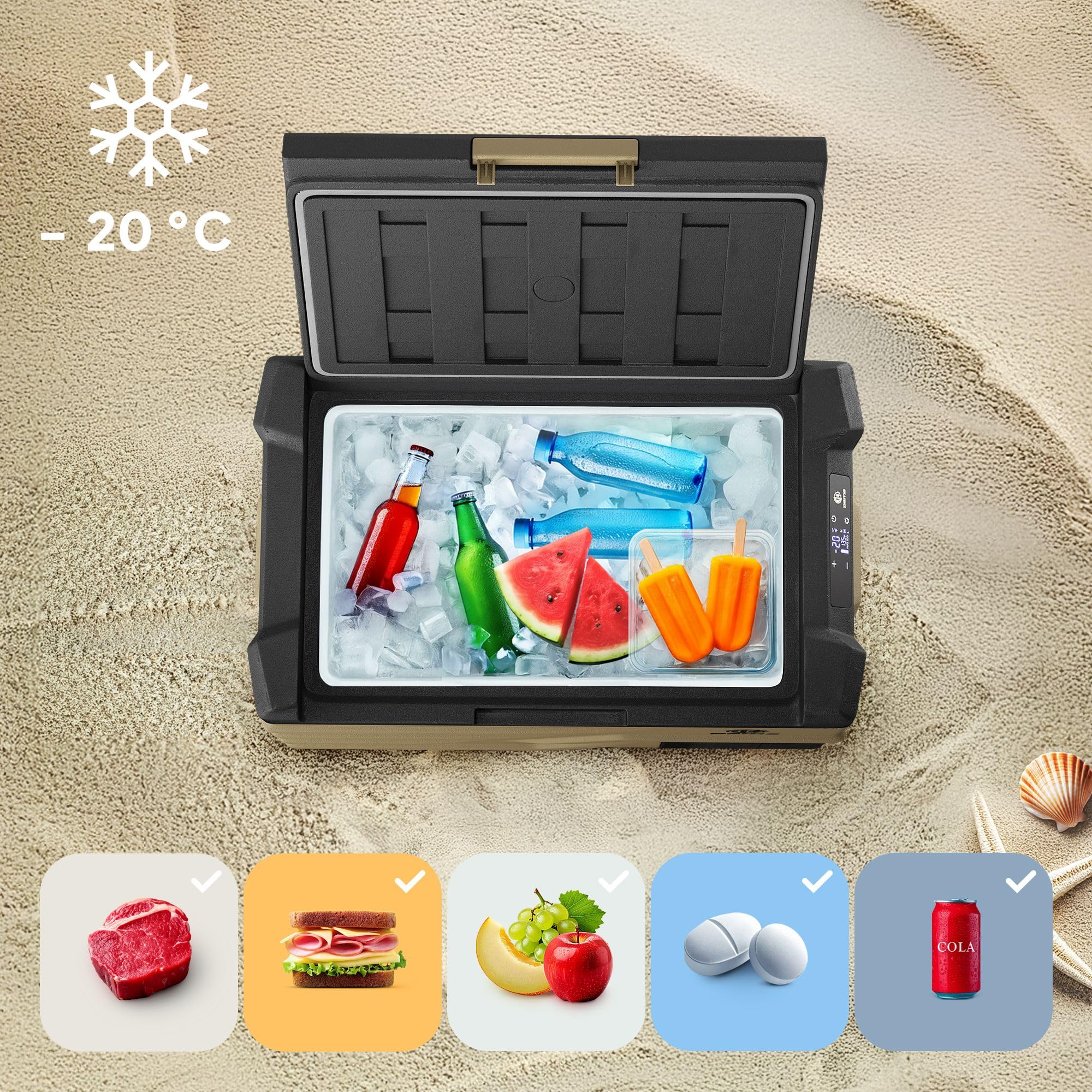 peme Glaciere Electrique Compression Réfrigérateur Glacière Électrique Frigo pour Auto Camping Car Voiture Portable XL Camion Boîte Refroidissement Voyages LCD Display 220 240 12 24 V 35,3L – Quest