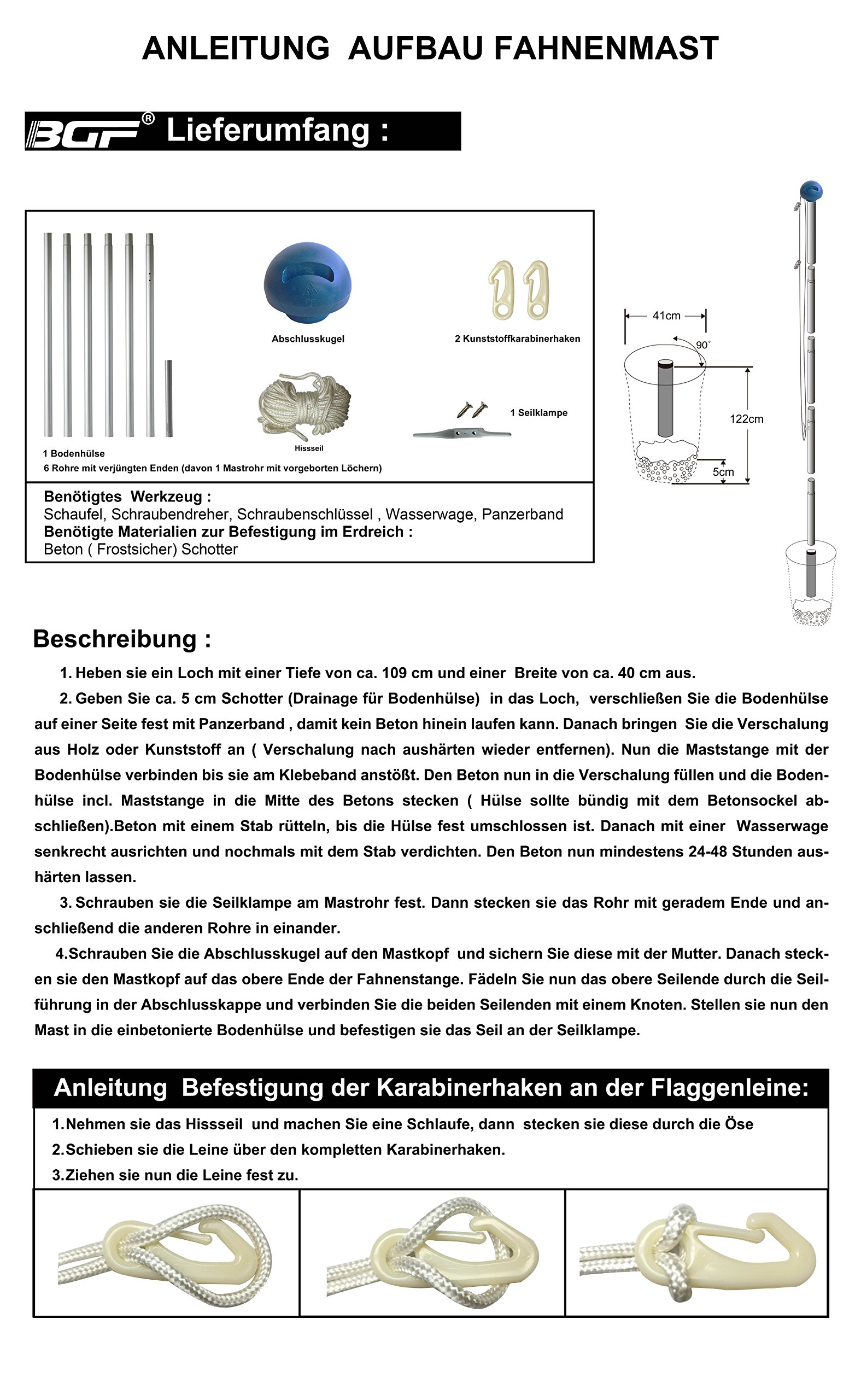 BGF Alu Fahnenmast 6,50 m Flaggenstange