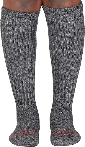Miniatura 4 de Calcetines terapéuticos de alpaca por encima de la pantorrilla, para diabéticos, neuropatía, calcetines de pantorrilla grandes (XL, gris)
