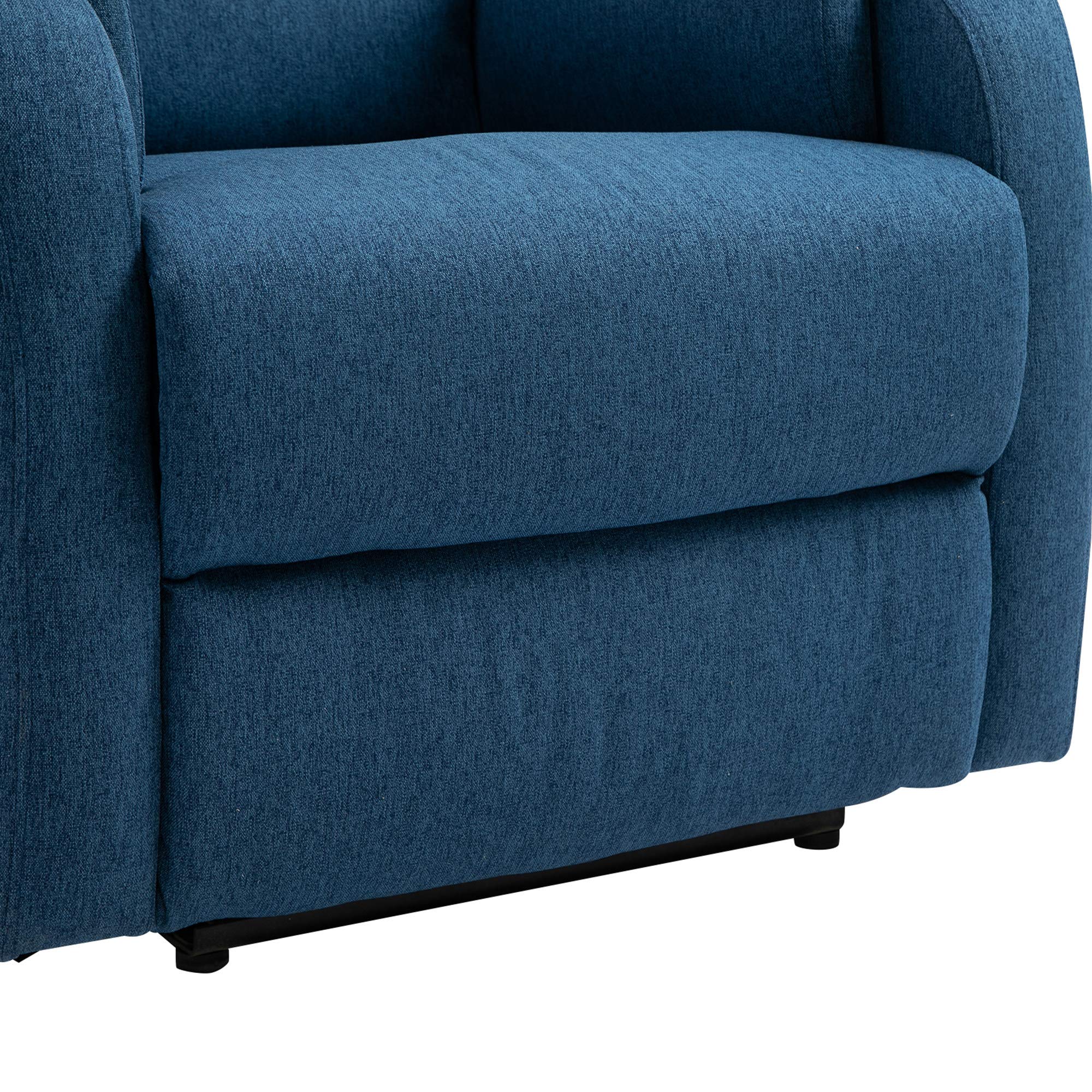 HOMCOM Poltrona Relax Elettrica con Poggiapiedi e Presa USB, Poltrona Reclinabile Elettrica 160° in Tessuto effetto Lino, Legno di Pioppo per Soggiorno, Salotto e Camera da Letto, Blu