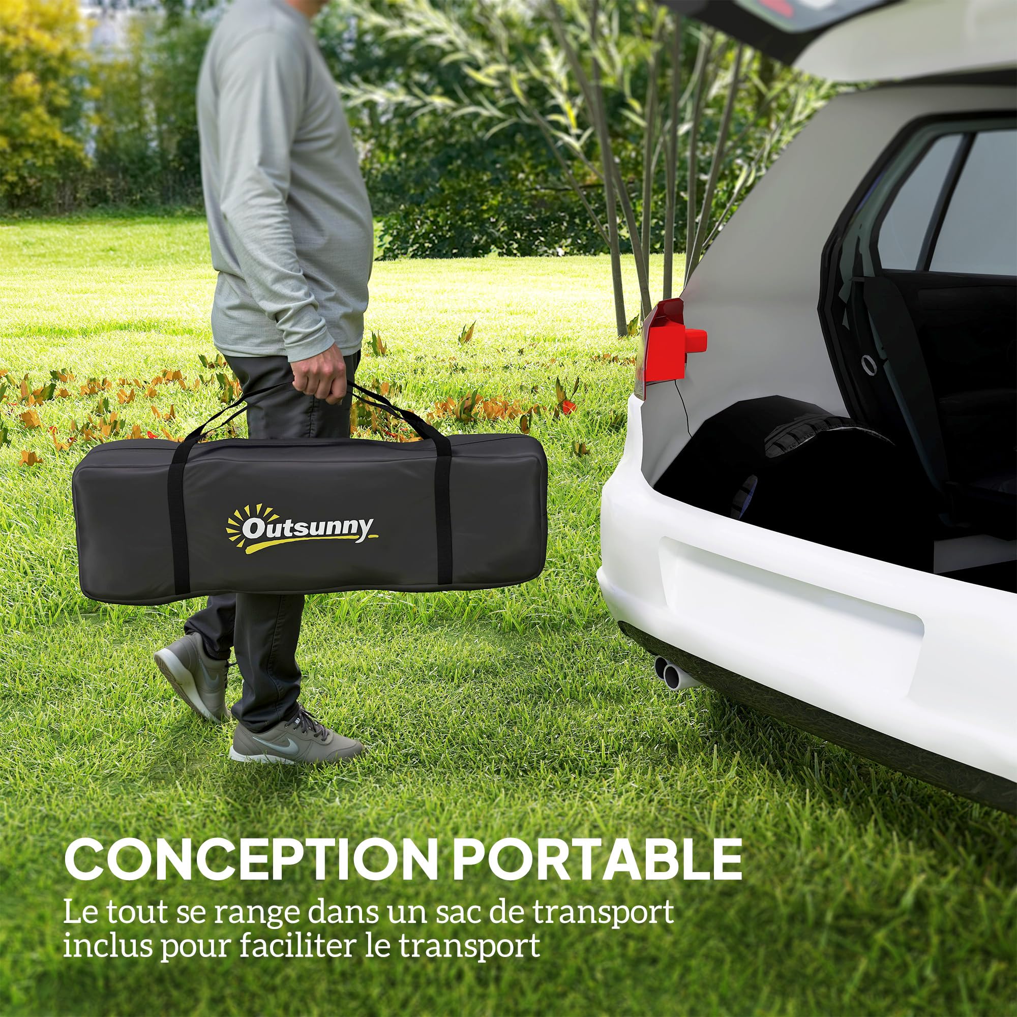 Outsunny Tente de Camping familiale pour 2-4 Personnes, Tente Tunnel imperméable 3000 mm avec 3 Portes, fenêtres, Sac de Transport, pour Camping Voyage randonnée Jardin, Noir