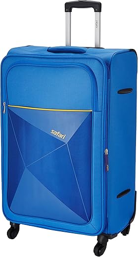 Safari Prisma 75 Cms Large Check-In Polyester Soft Sided 4 Spinner Wheels Luggage/Speed_Wheel Suitcase/Trolley Bag (Blue), 77 Centimeters