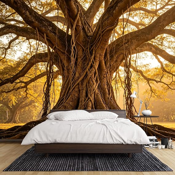 Custom Size Wall Murals Ancient Banyan Tree Botanical Tropical Forest 3D Textured SelfAdhesive Wall Fabric Removable Large Wallpaper for Photo Living Room