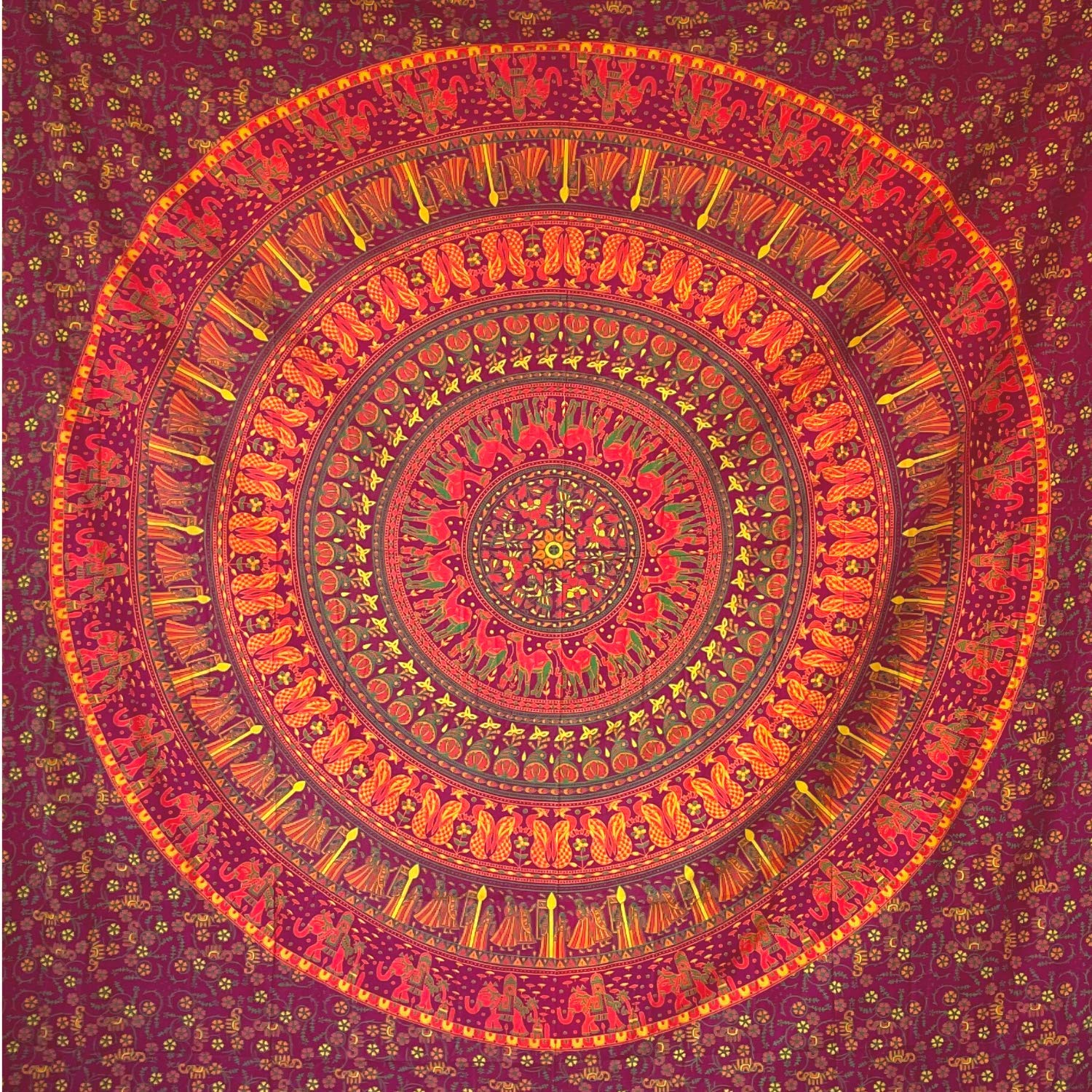 MOMOMUS Mandala Tapestry – Indian – 100% Cotton, Large, Versatile – Large Beach Towel – Sarong – Beach Towel XXL – Anti-Sand Mat – Orange, 210 x 230 cm