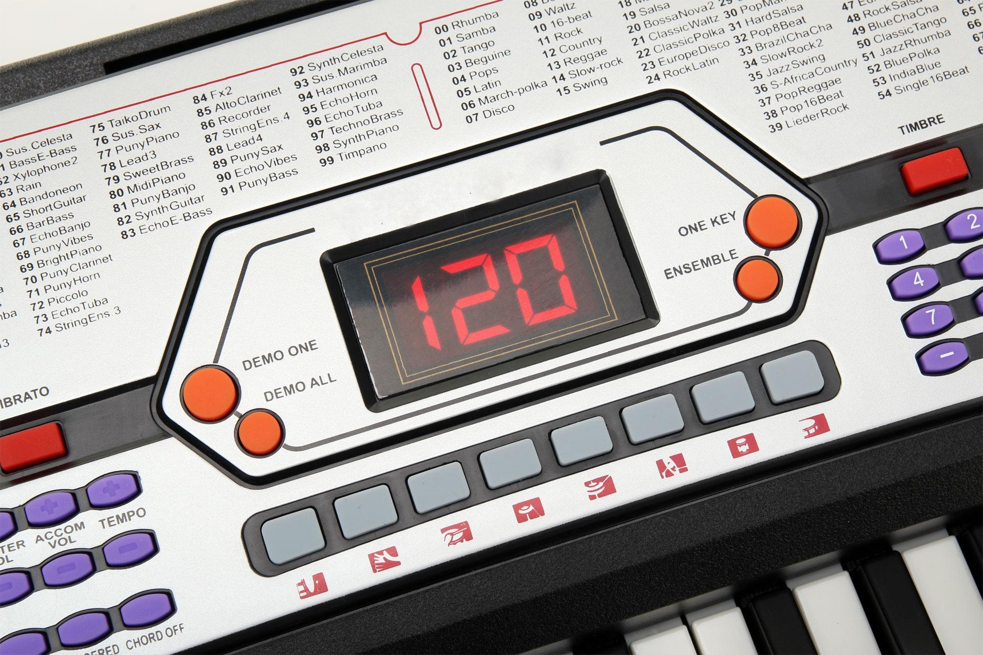 Kirstein FK-54 54 Tasten Keyboard inkl. Mikrofon zum Mitsingen (ideal für Kinder und Einsteiger, extra großes LCD-Display, 100 Sounds und Rhythmen, umfangreiche Lernfunktion, Kopfhöreranschluss)