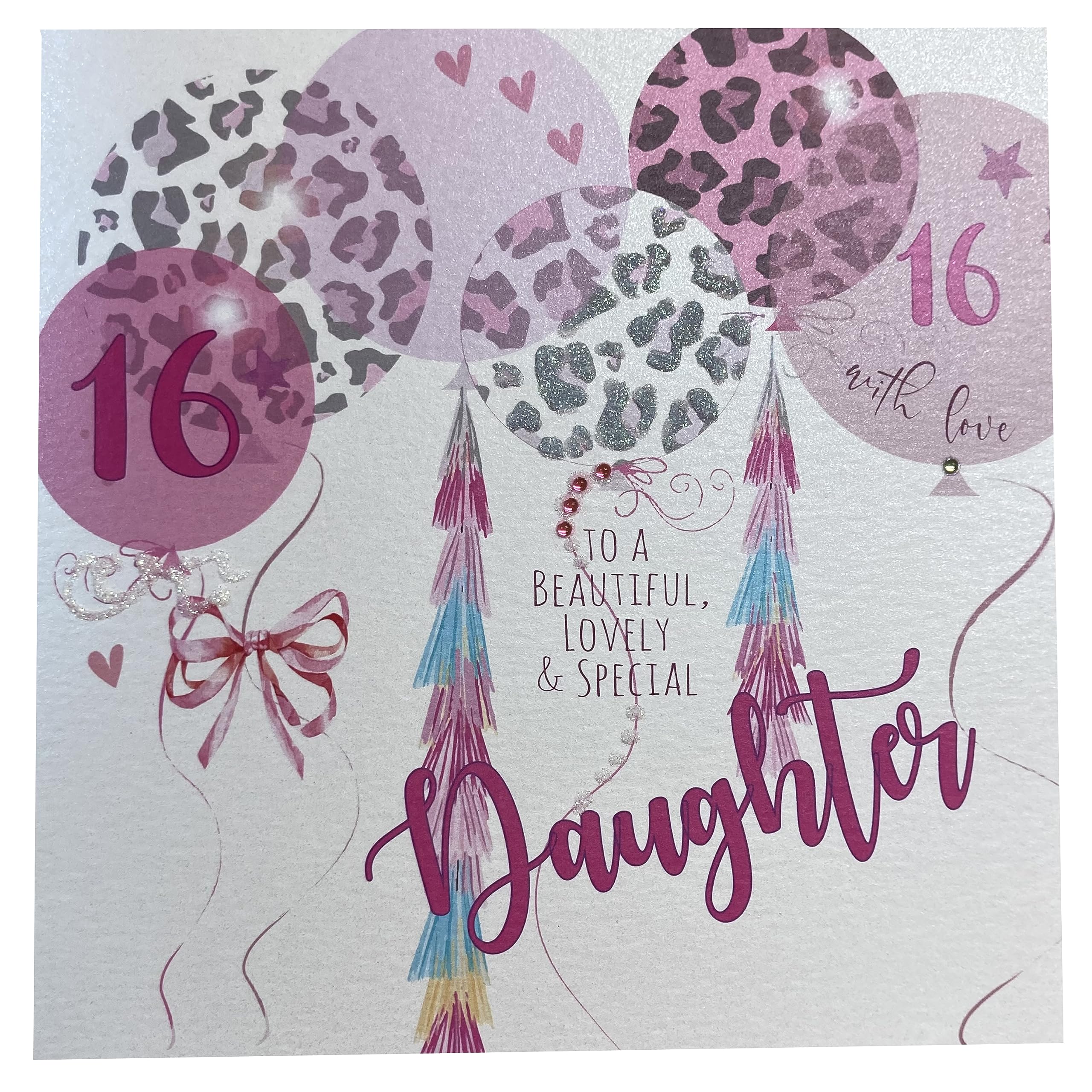 white cotton cards Happy Birthday To A Beautiful Daughter 16 Handmade Large 16th Birthday Card Present, XLWB102