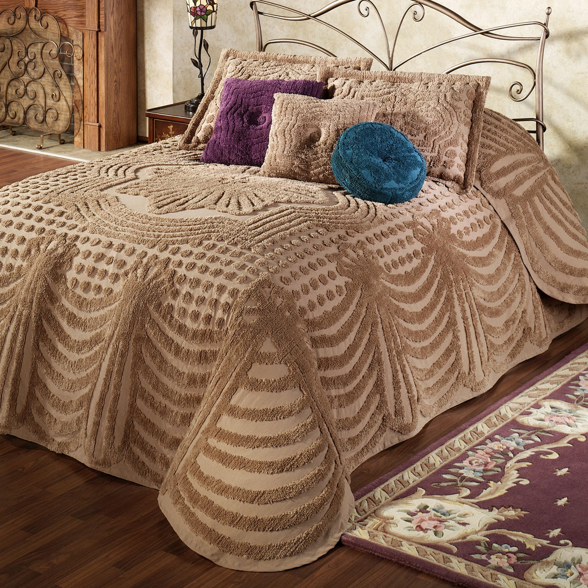 Touch of Class Promenade Cotton Chenille Grande Bedspread | Full Size | Camel
