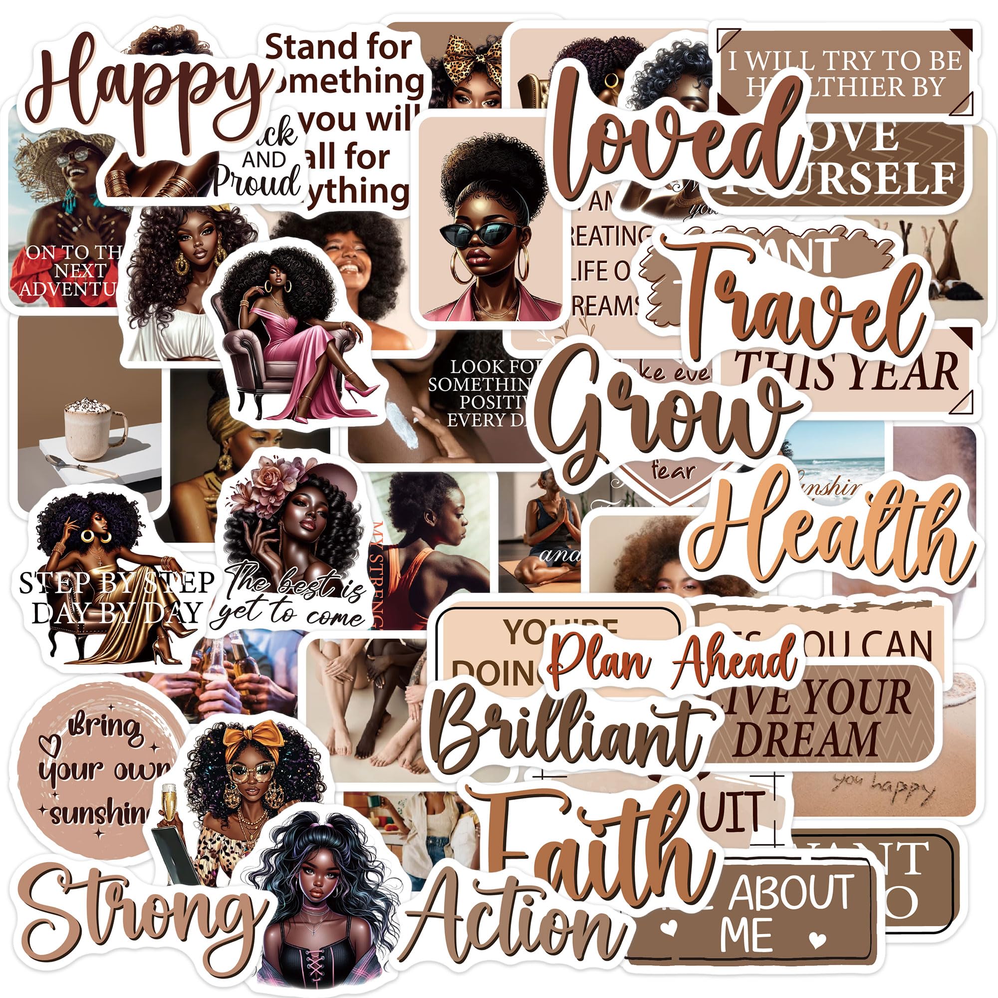 Black Girl Vision Board Aufkleber, 50 Stück, Bestätigungsgebet, Vision Board Supplies für Frauen, inspirierende Aufkleber für Tagebuch, Scrapbook, Planer, Laptop, Glaubensgeschenk
