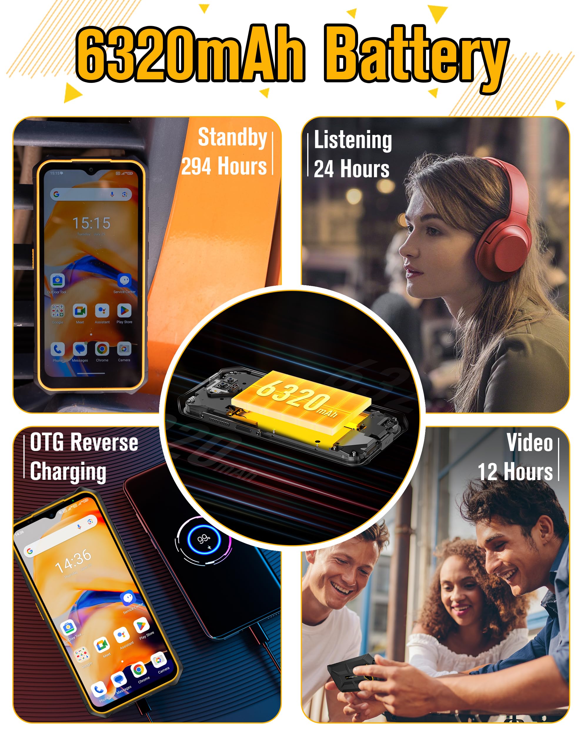 Ulefone Armor X13 Outdoor Smartphone Android 15, 12GB + 64GB/SD-256GB 6320mAh Akku, IP68/IP69K Outdoor Handy, 50MP+24MP Nachtsichtkamera, 5GHz Wi-Fi/NFC/OTG/GPS Dual SIM Schwarz 2 Jahre Garantie