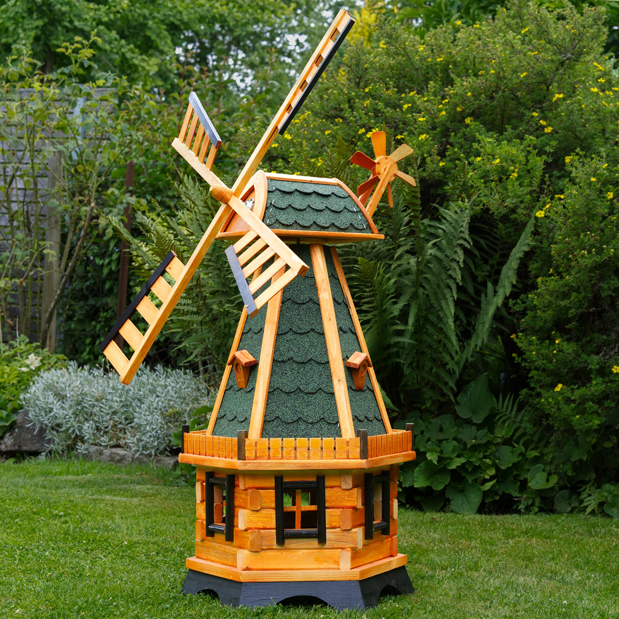 Große Windmühlen mit Solarbeleuchtung - Höhe 1,30 oder 1,45 Meter, Farbe|Größe:1.28m grün