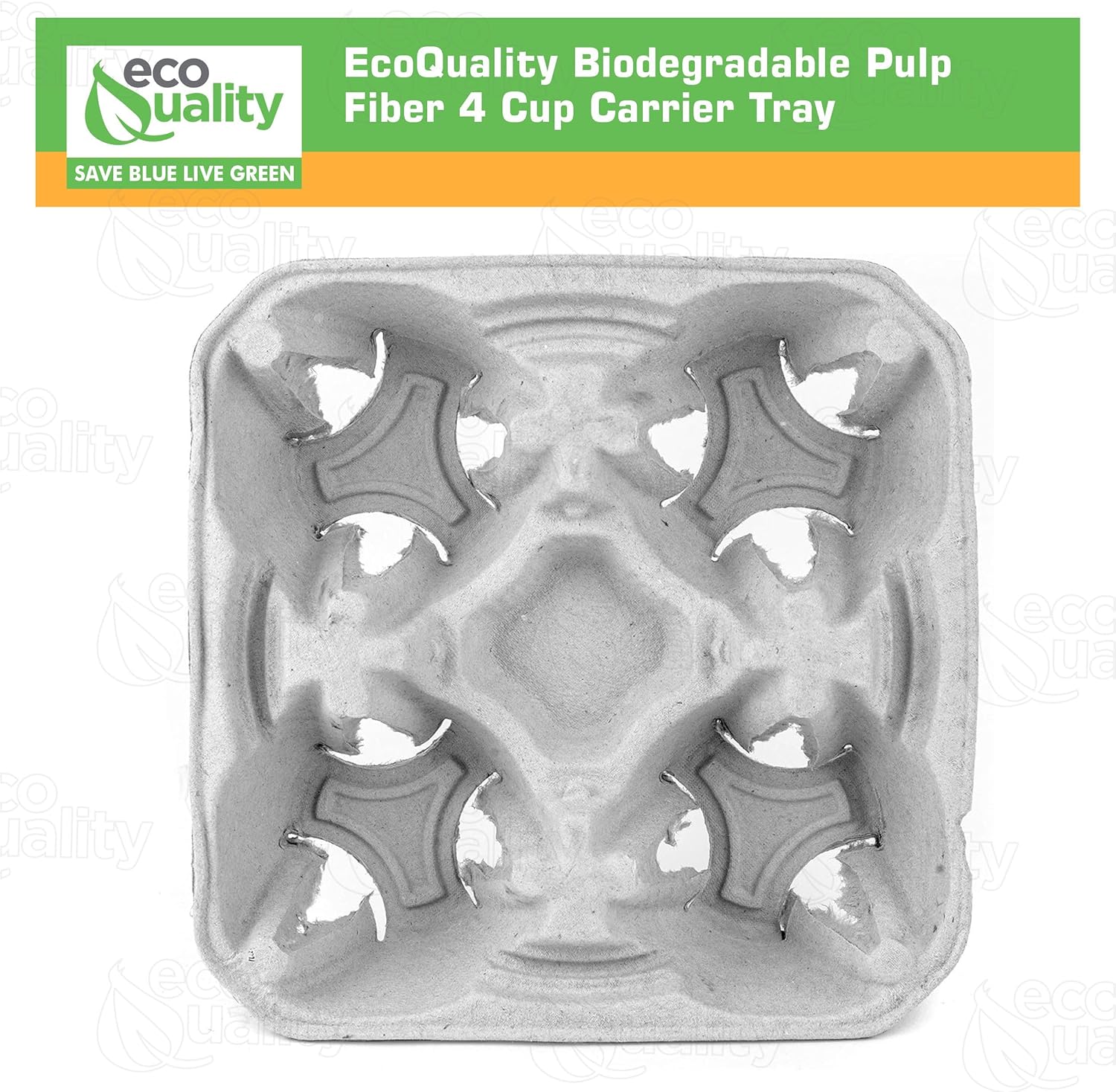 [300 Pack] Pulp Fiber Cup Tray Biodegradable 4 Cup Carrier - Compostable, Recyclable - for Hot and Cold Drinks. Eco-Friendly and Stackable to Keep Coffee, Tea, Soda, Boba from Spilling