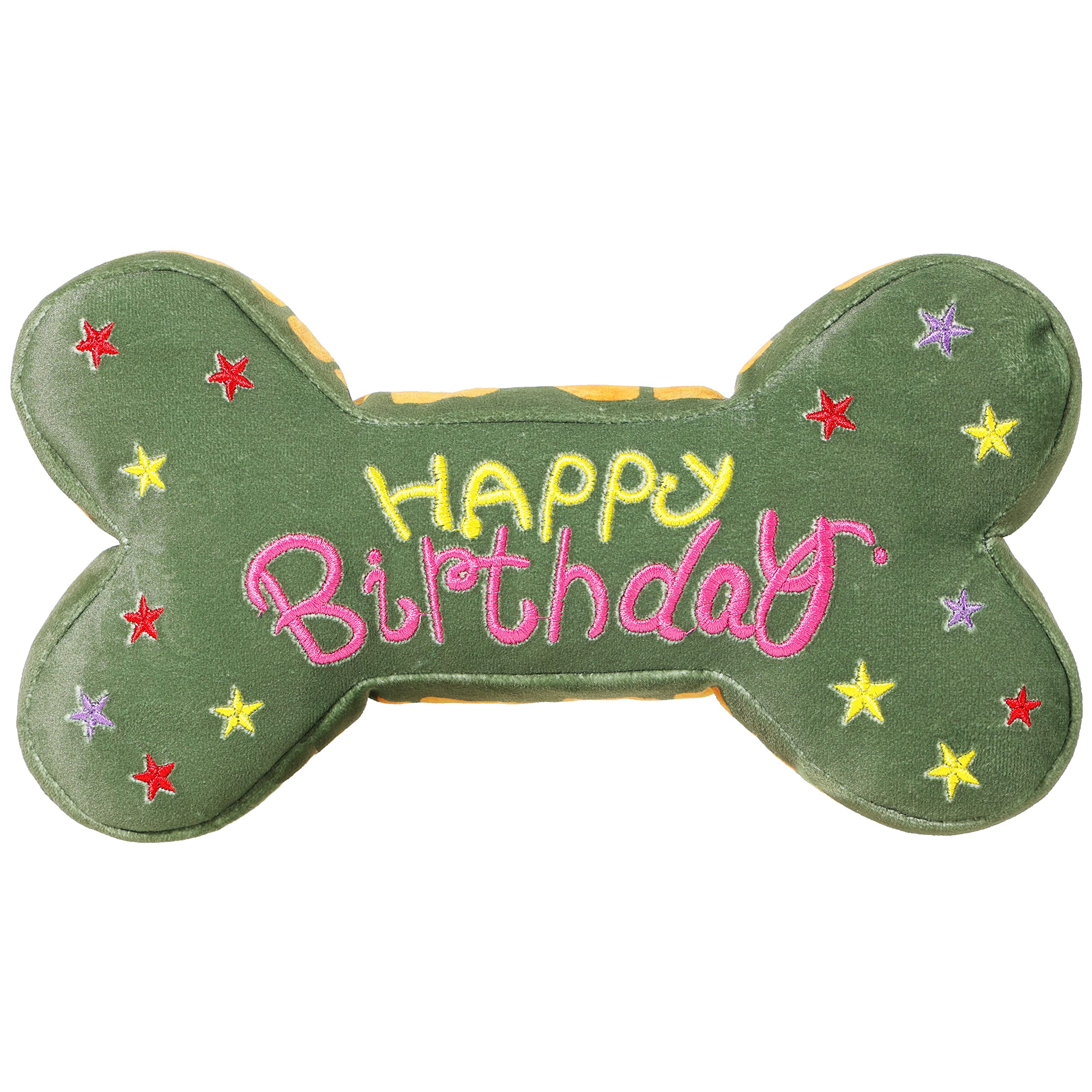 Tamu style Dog Birthday Toys for Small Medium and Large Breeds, Soft Cotton Filled Squeaky Play, Cute Bone Shape Cake, Fun Gift