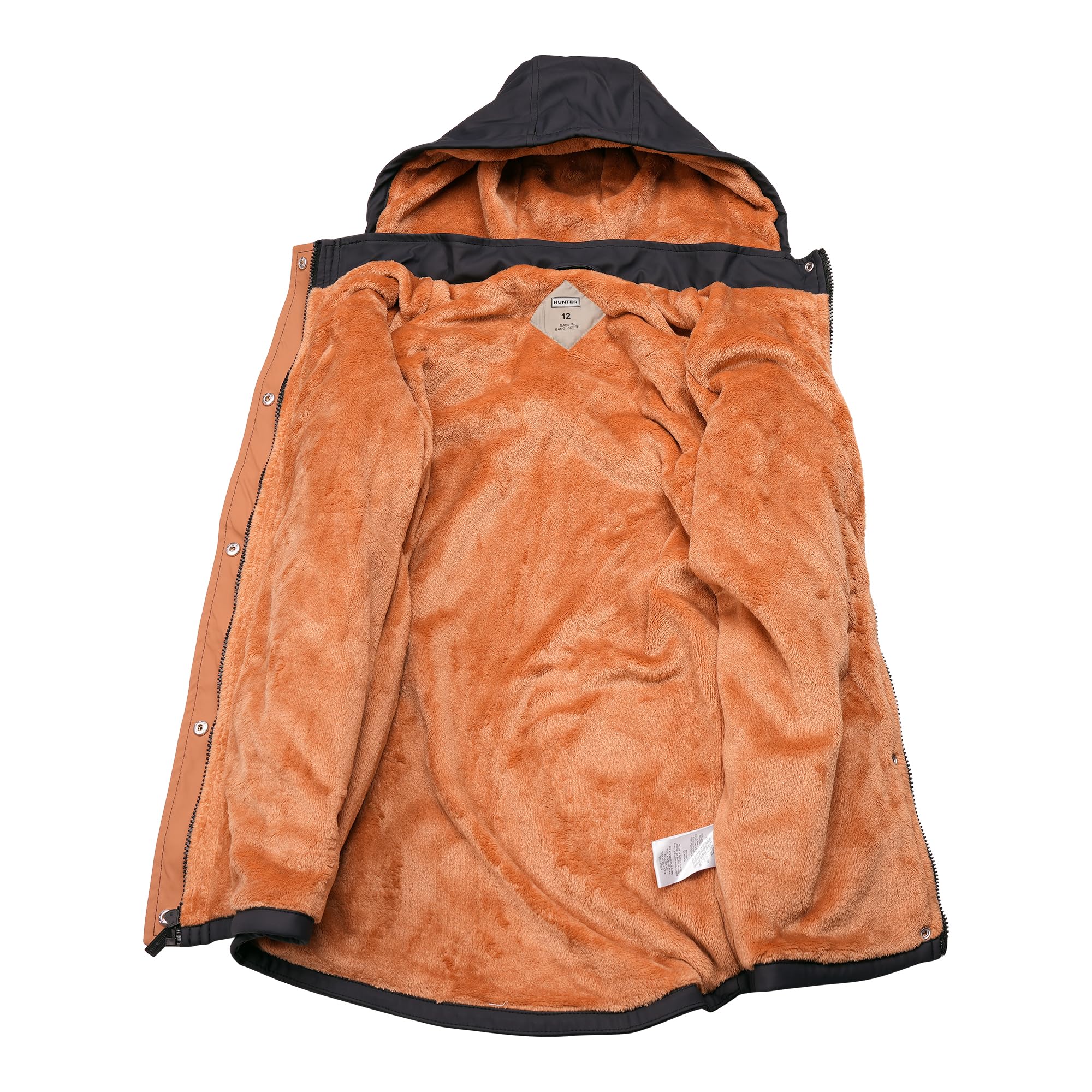 Hunter Regenjacke für Jungen, mit Plüsch gefüttert, wasserdichter Kapuzenmantel für Kinder, Kleinkinder, große Jungen, kaltes Wetter Oberbekleidung (2T-12)
