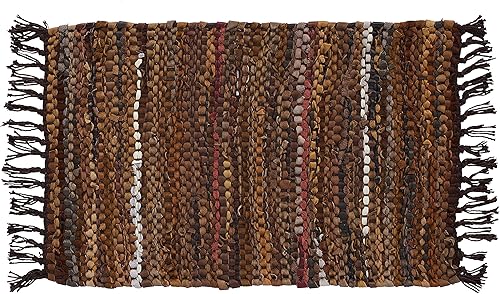 Miniatura 2 de HF by LT Tucson - Manteles individuales de cuero, 13 x 19 pulgadas, juego de 4, cuero reciclado tejido a mano y algodón suave, color marrón