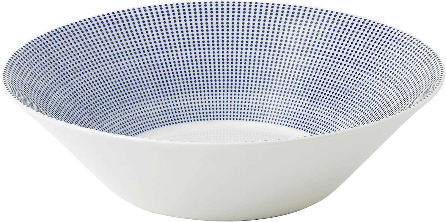 Coastal Charm Blue Dot 11.5" Ceramic Serving Bowl