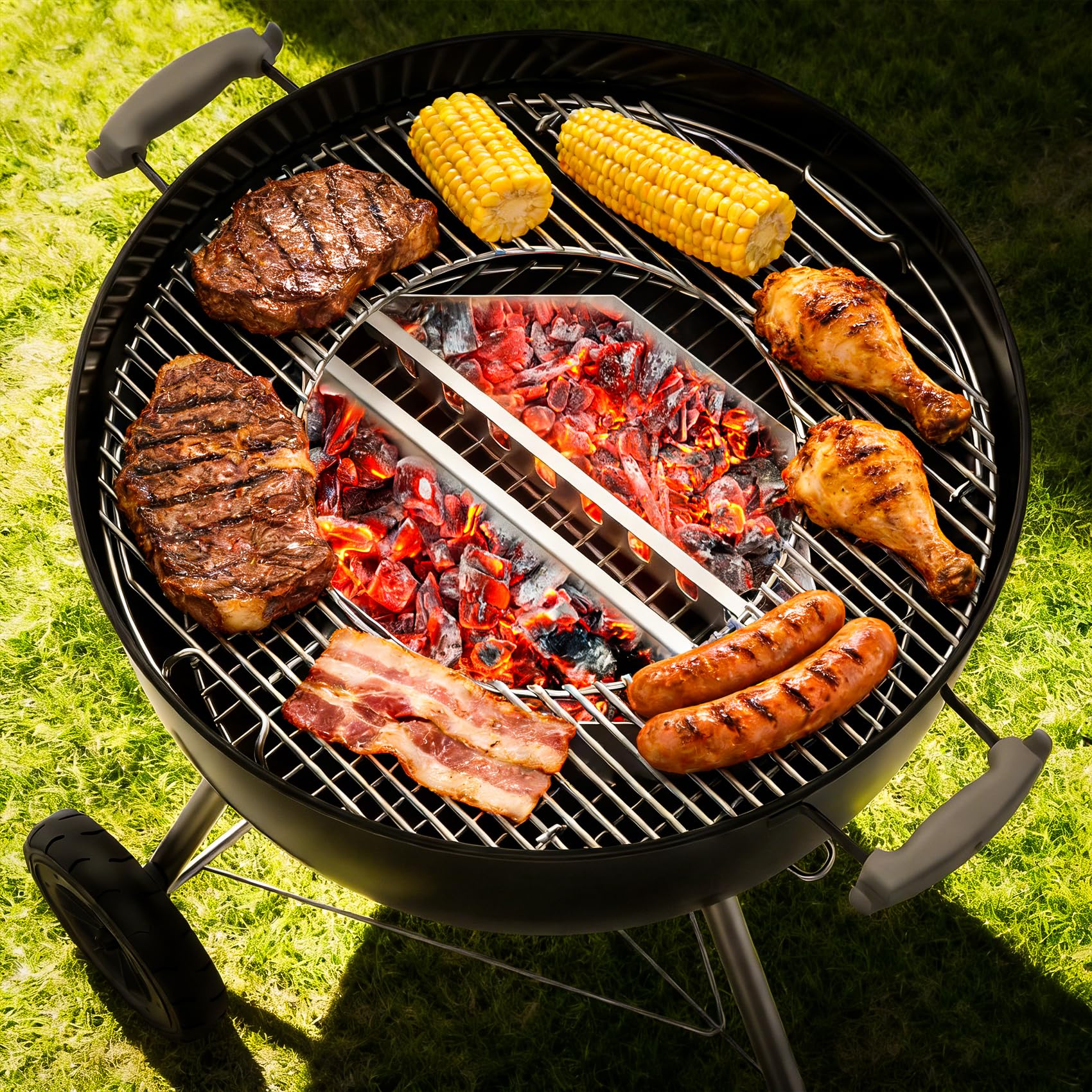 Onlyfire Cestello in acciaio inox per carbonella Weber da 55,9 cm per barbecue a carbone