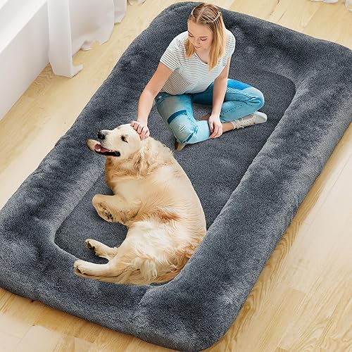 YEFU Cama humana para perros adultos, camas grandes extra de 79 x 45 x 12 pulgadas, cama para perros de tamaño humano, funda de piel sintética