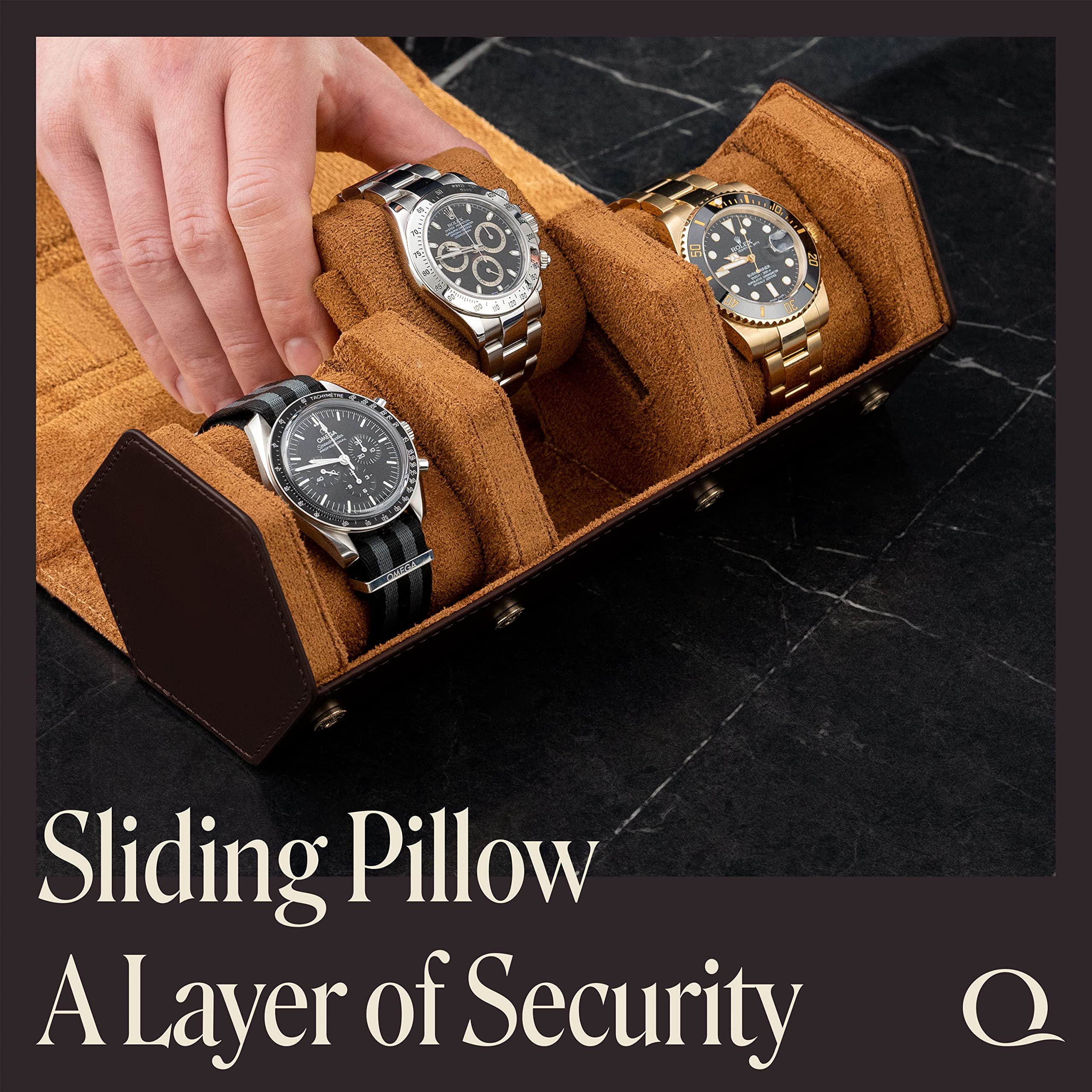 Napa Leather Watch Rolls For Men Hexagon Triple Watch Roll