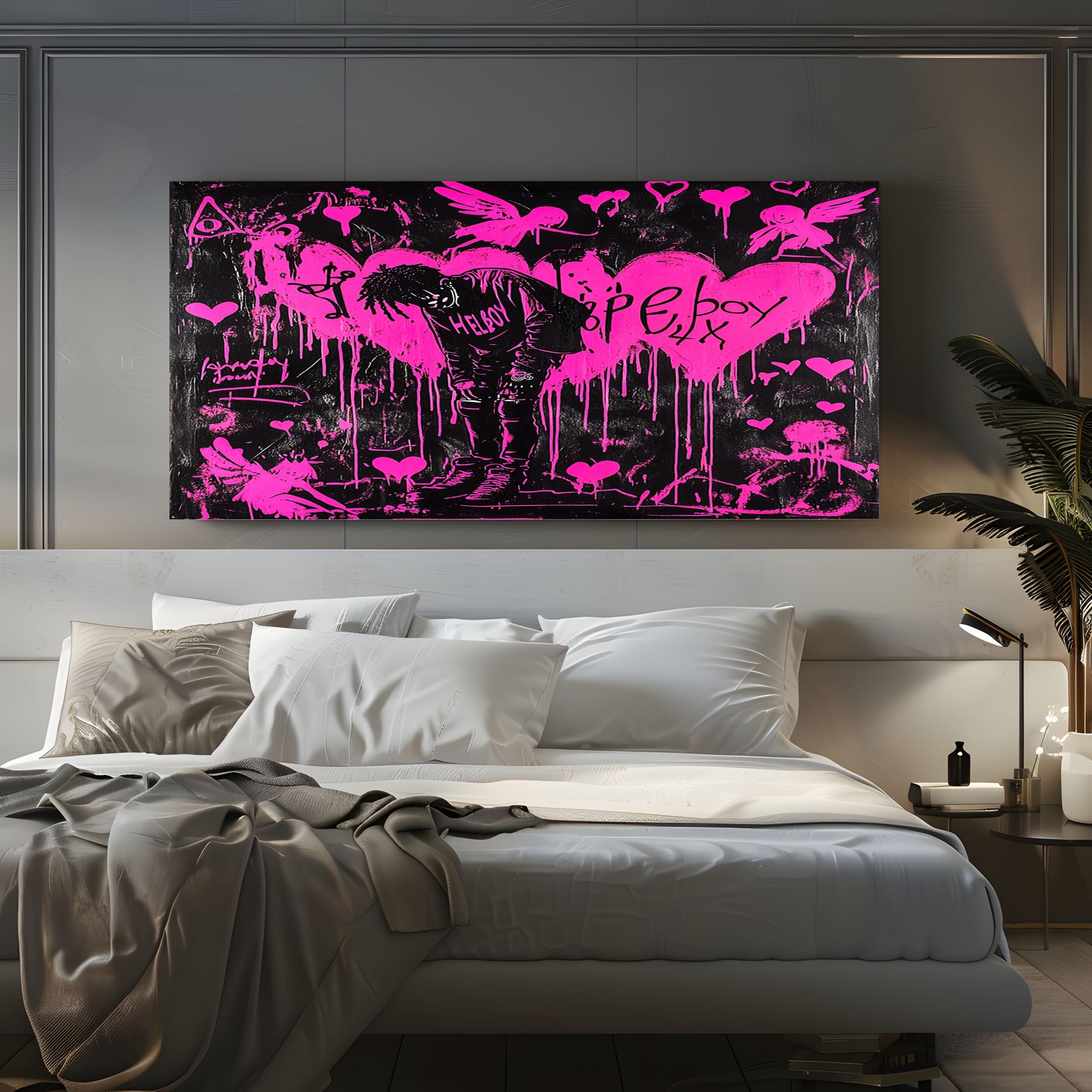 ZORYAN Graffiti Hip Hop Art Quadri Moderni su Tela Senza Cornice 70x140cm | per Soggiorno e Camera da Letto Stampe Decorazioni da Parete Viola Quadri Moderni Soggiorno e Camera da Letto