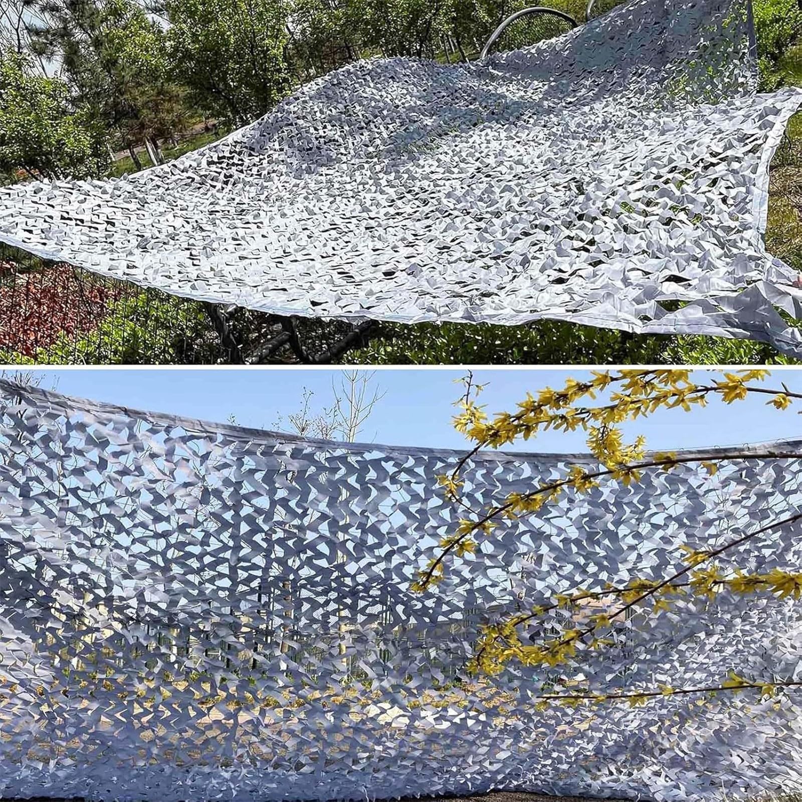 Camouflage Netz Grau, Outdoor Sonnenschutz Tarnnetz Army Camo Tarnung Net, 2x15m Partydekoration Camo Netz Sichtschutz Militär