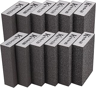 Sanding Sponge, 12 Pcs Sanding Blocks, 60/80/100/120/180/220# Sandpaper Blocks, Coarse & Ultra Fine Wet and Dry Sanding Pads, Washable Reusable for Wood Drywall Sanding Blocks
