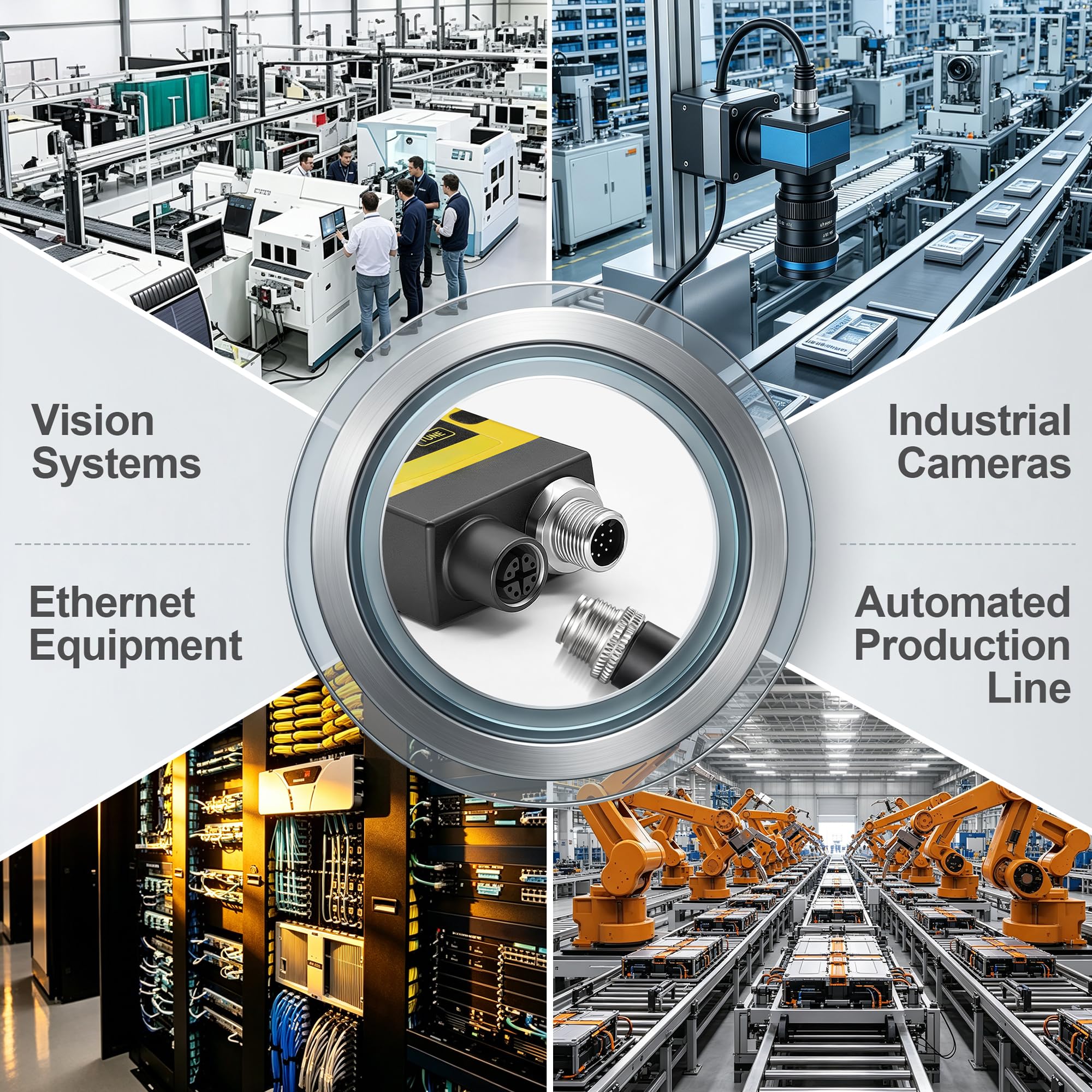 Cavo Ethernet M12, codice X, Cat6, 8 posizioni, ad alta flessibilità, per reti industriali Gigabit Ethernet per applicazioni industriali (8 m)