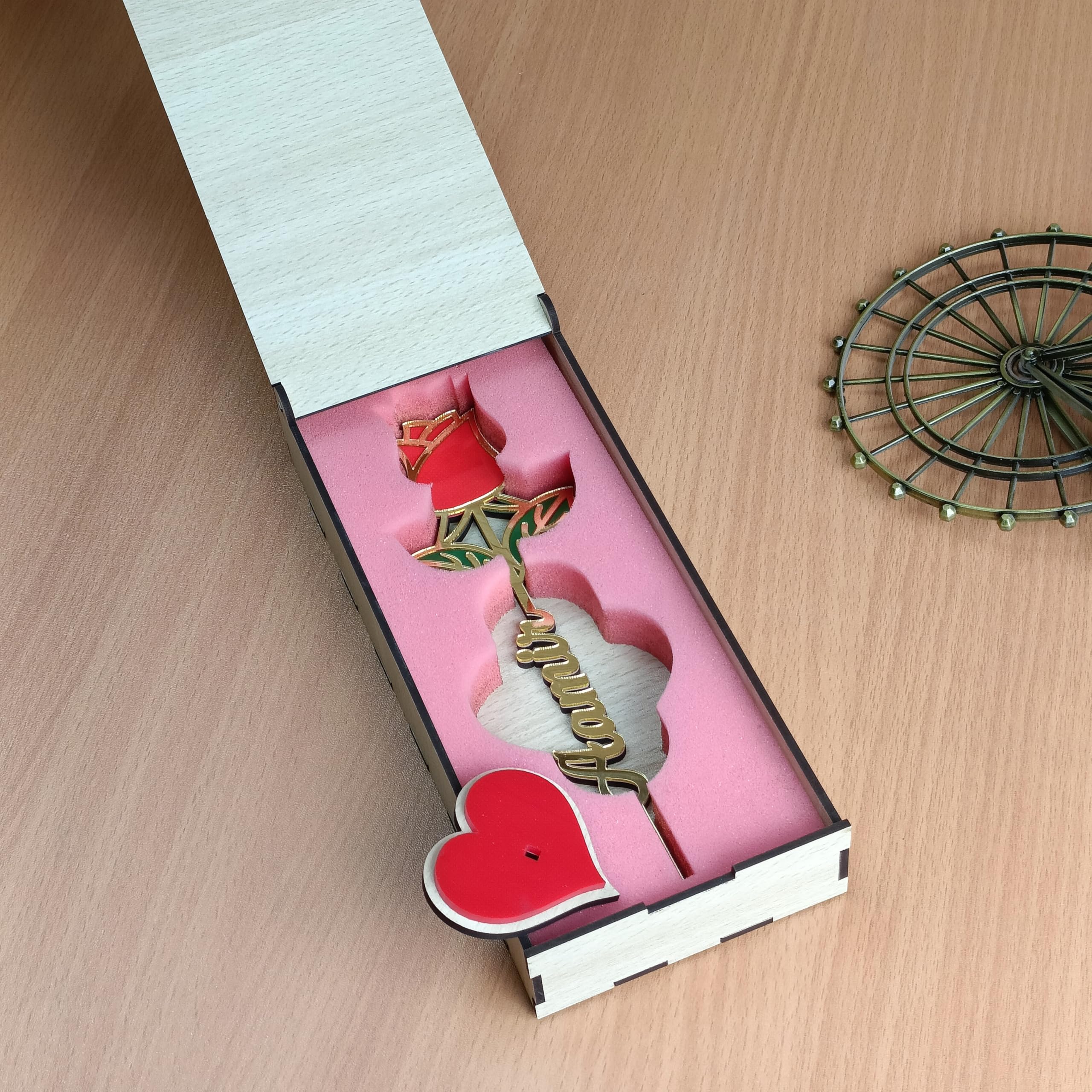 WEHATKE Personalized Rose Name Stand | Custom Name Flower Showpiece | Romantic Birthday, Anniversary Valentine's Day Gift for Boyfriend, Girlfriend or Wife Customized for Her or him