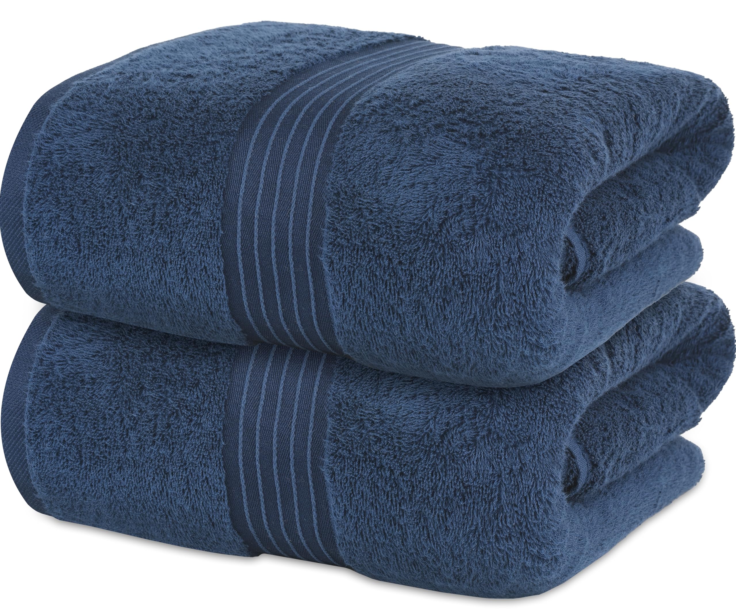 Bliss Casa - Jumbo Bath Sheet (2 Pack, 90x180 cm) - 600 GSM Large Bath Towel - 100% Combed Cotton Highly Absorbent and Quick Dry Extra Large Bath Towel - Super Soft Hotel Quality Towel Dark Blue 2 Pack