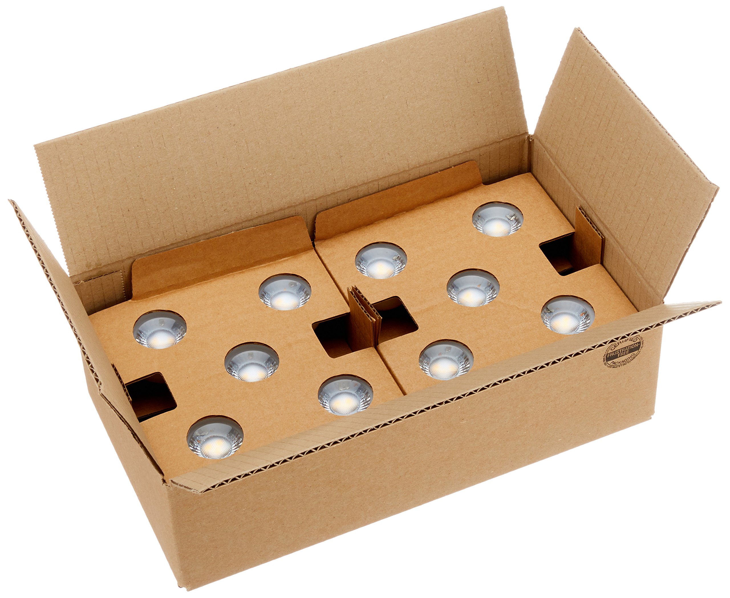 Amazon Basics Spot LED type GU10, 5.5W (équivalent ampoule incandescente de 50W), blanc chaud, dimmable, 10 Unité (Lot de 2)
