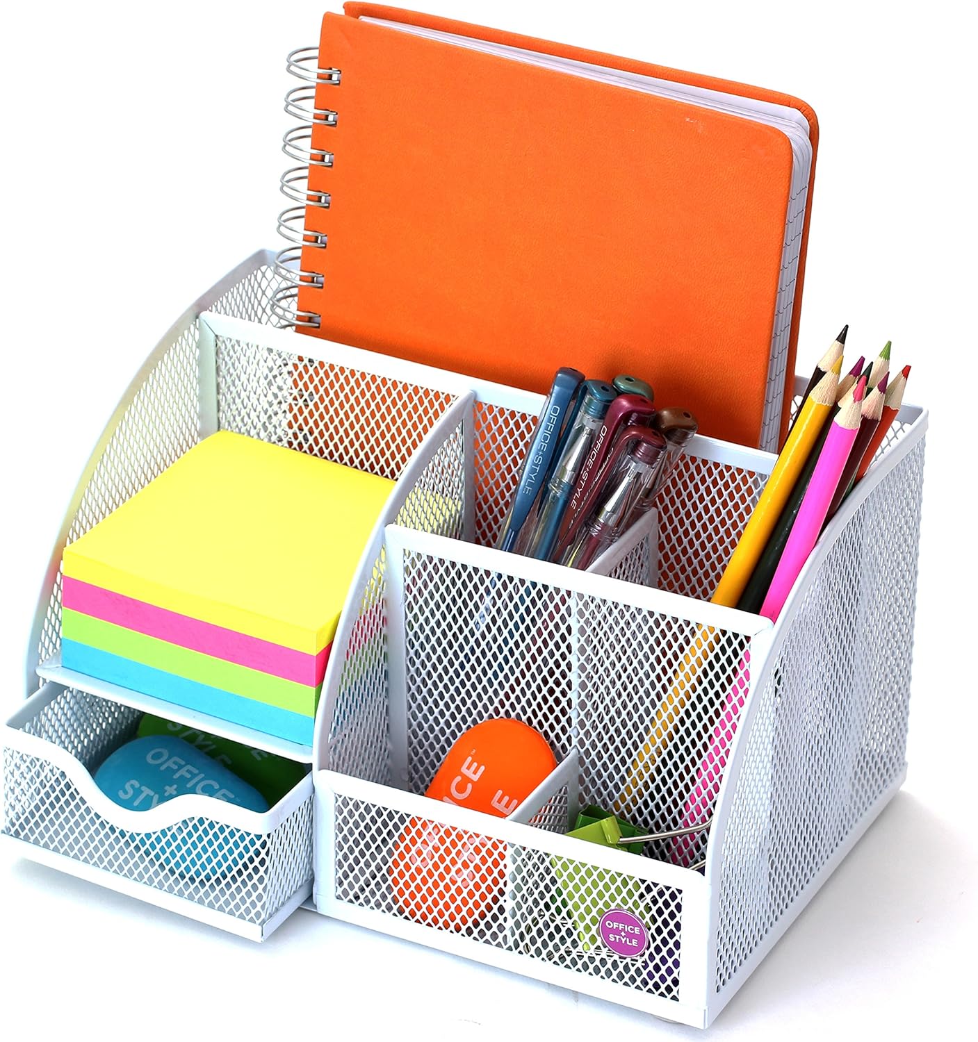 Mesh Desk Organizer, 7 Compartments for Pens, Scissors, Papers, Desk Accessories, and More- Green : Office Products