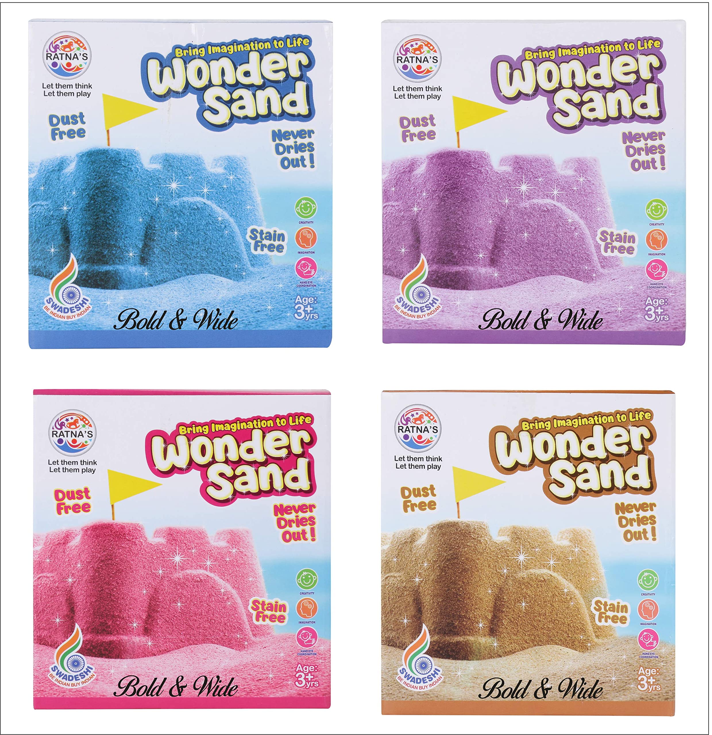 Bold & Wide? Wonder Sand 500 Grams for Play. Smooth Sand for Kids (Brown 500 Grams), ONE Big Mould Inside (Without Tray) Multicolor