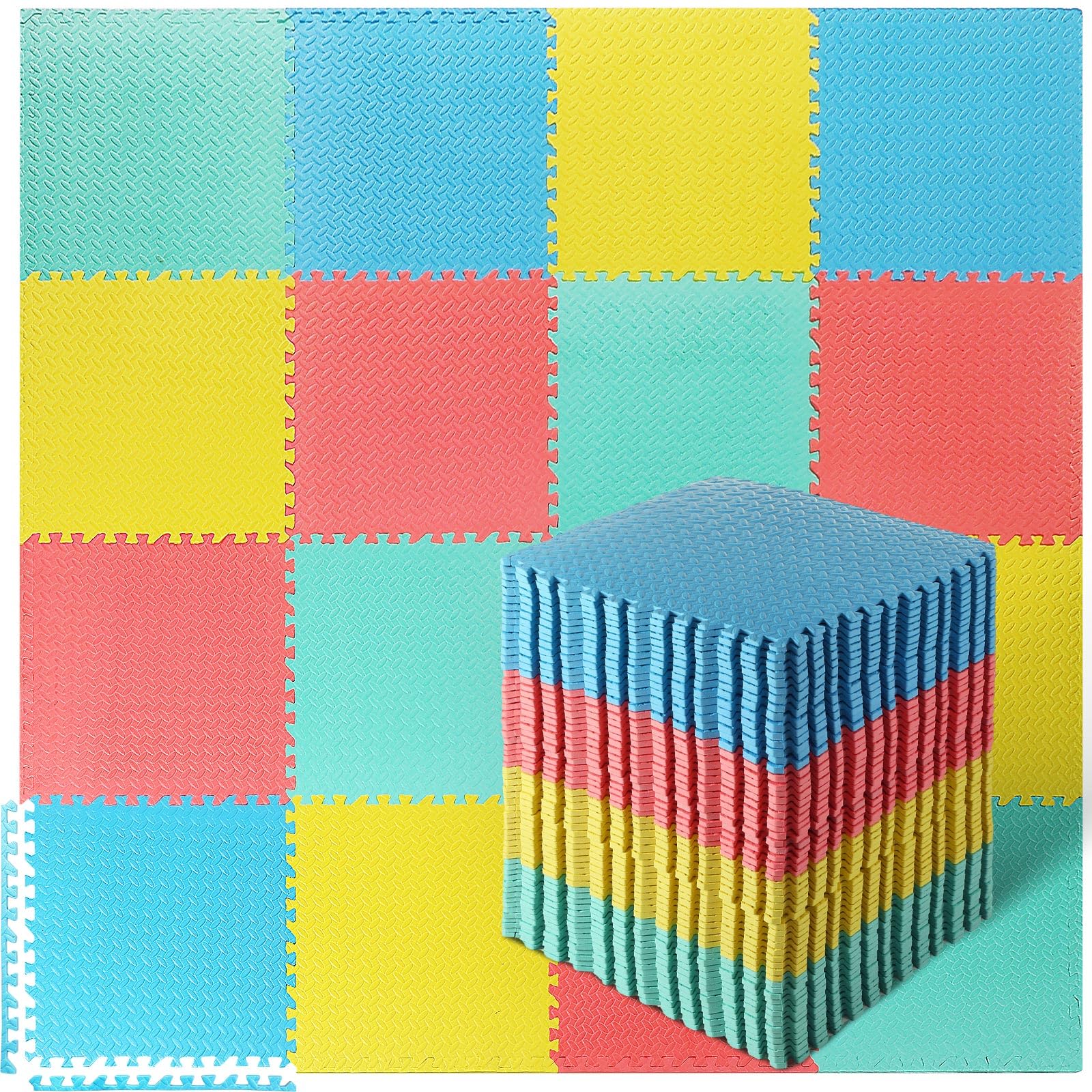 60 Tiles Puzzle Exercise Mat, EVA Foam Interlocking Floor Mats for Home Gym, Kids Play Mat Non Slip Protective Flooring for Workout Equipment, 24 x 24 Inch, 240 Square Feet