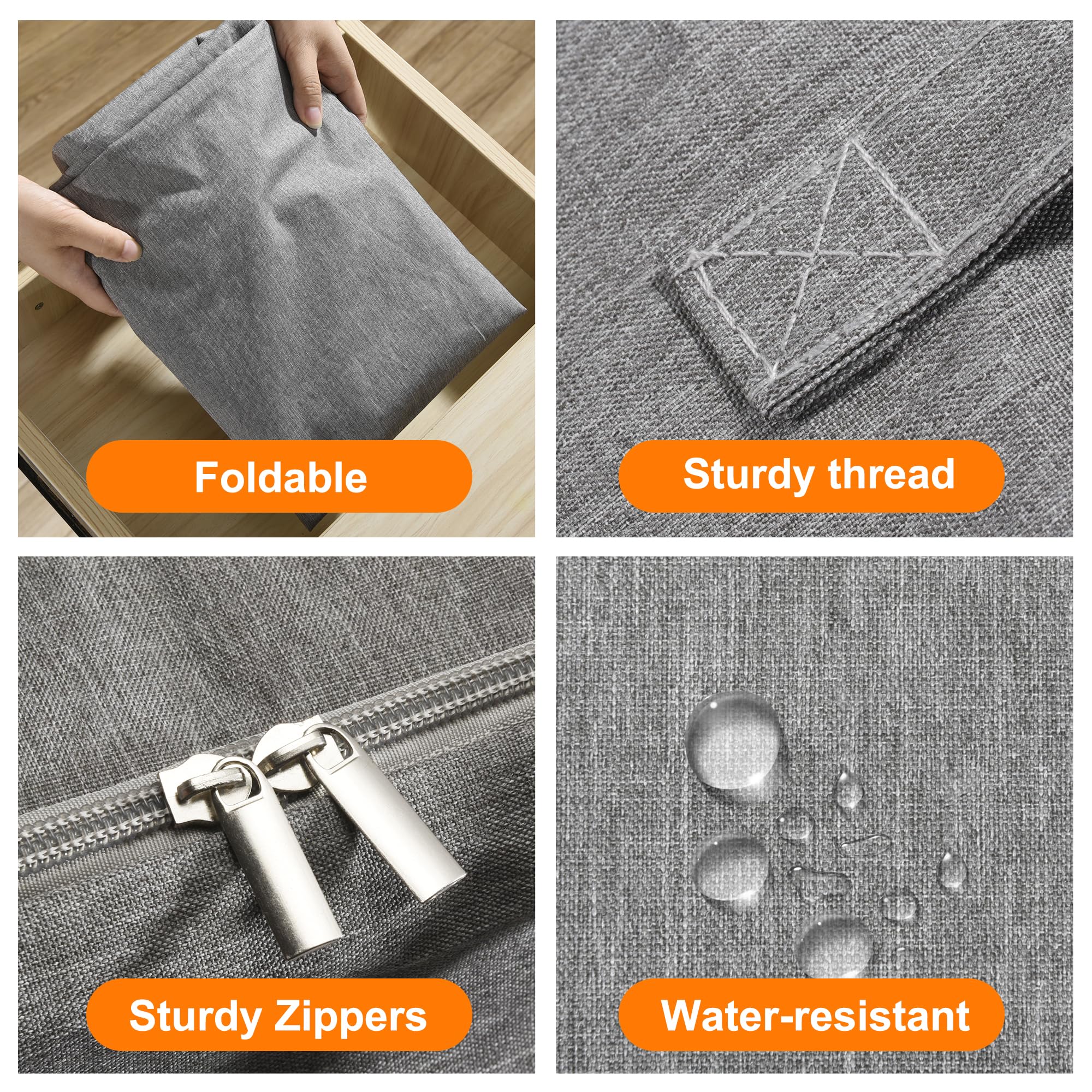 Paquete de 2 bolsas de almacenamiento de edredón de 105 litros, bolsas de almacenamiento extragrandes con ventana transparente, asas y cremalleras reforzadas, organizadores plegables de