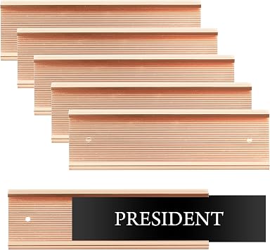 Set of 6 Sturdy and Elegant Rose Gold Aluminum Wall Mount Name Plate Holder, Office Business Door Sign Holder, 8 X 2 - Hardware and Inserts are Not Included