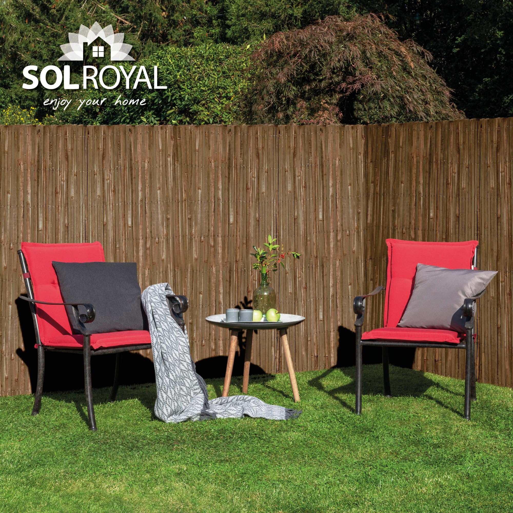 Canisse Bambou Balcon Brise Vue 120x600 cm Marron Foncé Sole Royal – Palissade Jardin Exterieur