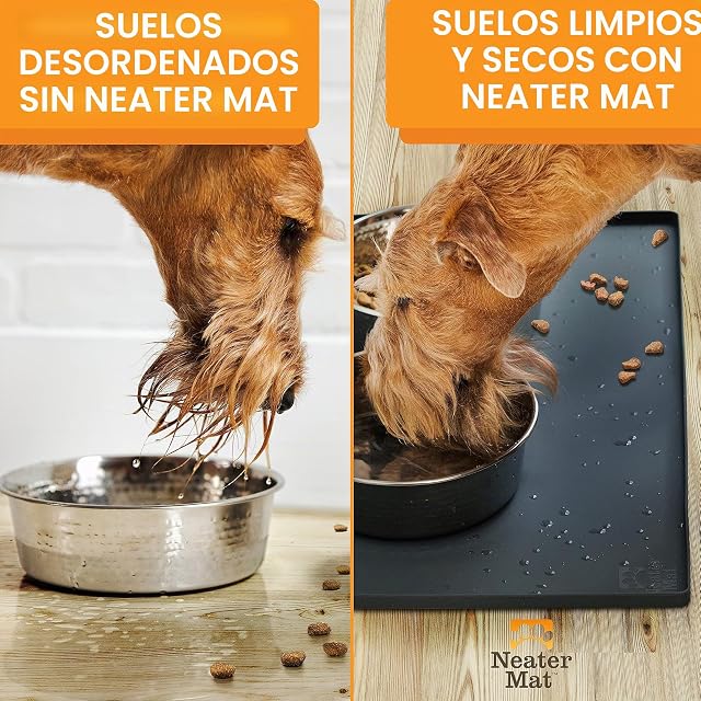 Foto 5 de 8 de Neater Pet Brands Neater Mat - Tapete de Silicona Impermeable para Cuencos para Mascotas, Protege los Suelos…