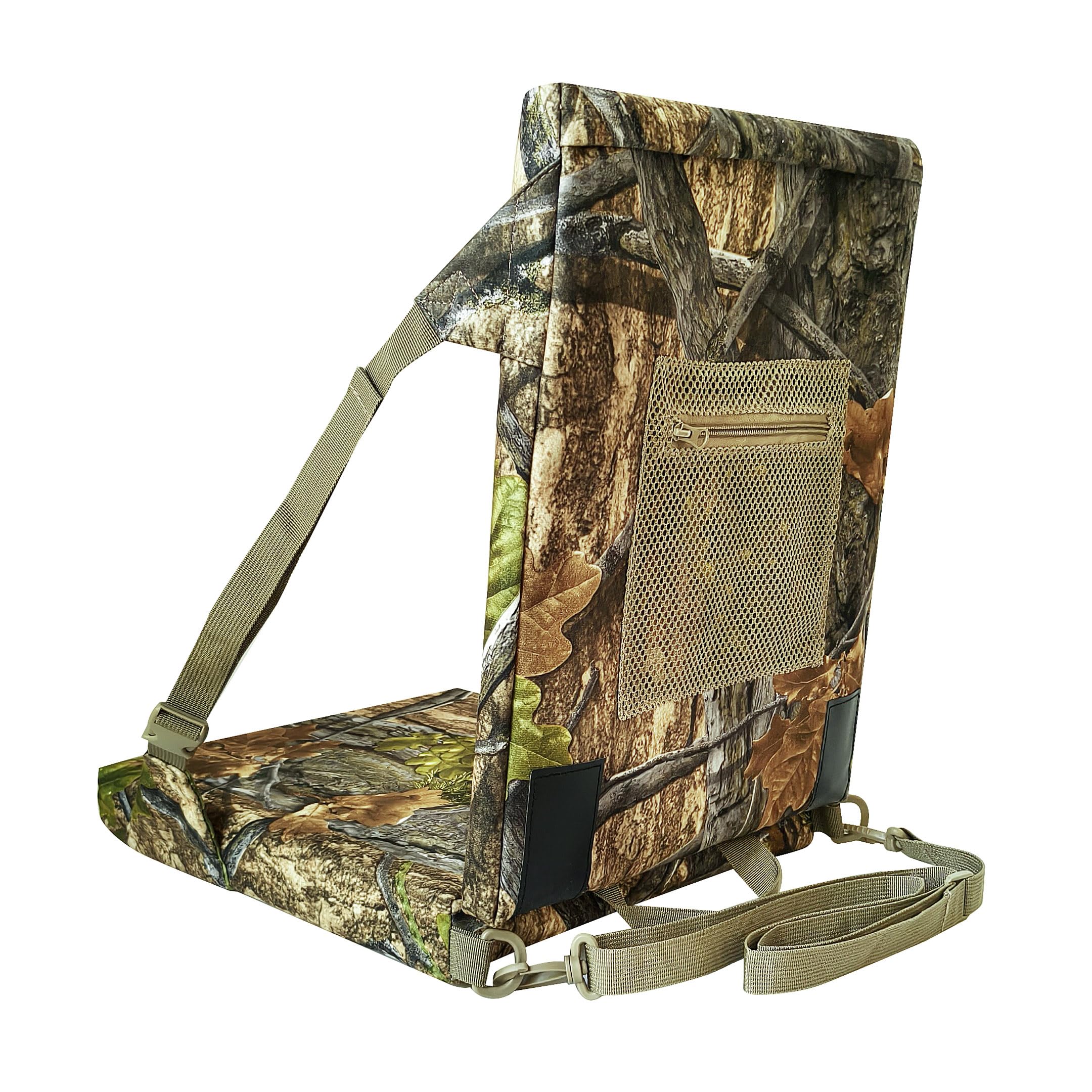 AUSCAMOTEK Sitzkissen mit Rückenlehne, Tarnmuster, für Jagd, Stadion, 5 cm dick, wasserabweisend, leises Material für Truthahn, Jagd, Angeln, Camping und Outdoor-Aktivitäten (Frühlingswaldmuster)