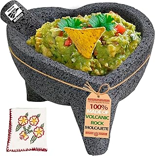 Cuitaxi The Original Heart Molcajete Mexicano - molcajete de Corazon Piedra - molcajete en Forma de Corazon - Heart Shape molcajete Bowl - molcajete Volcanic Rock Corazon Grande - Heart Shaped Mortar
